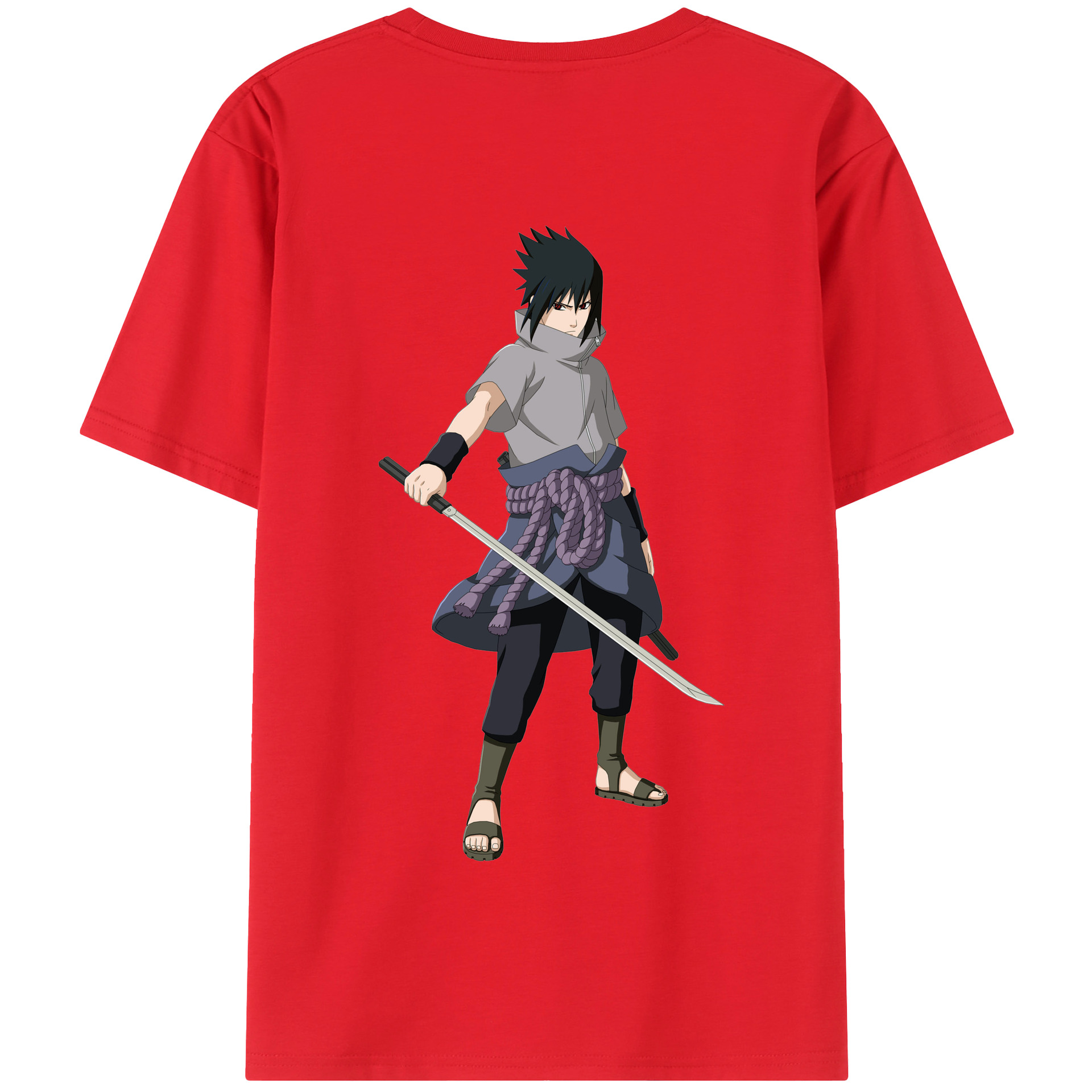（画像用） NARUTO -ナルト- うちは サスケ Uchiha Sasuke 綿100％半袖Tシャツ（背面プリント）