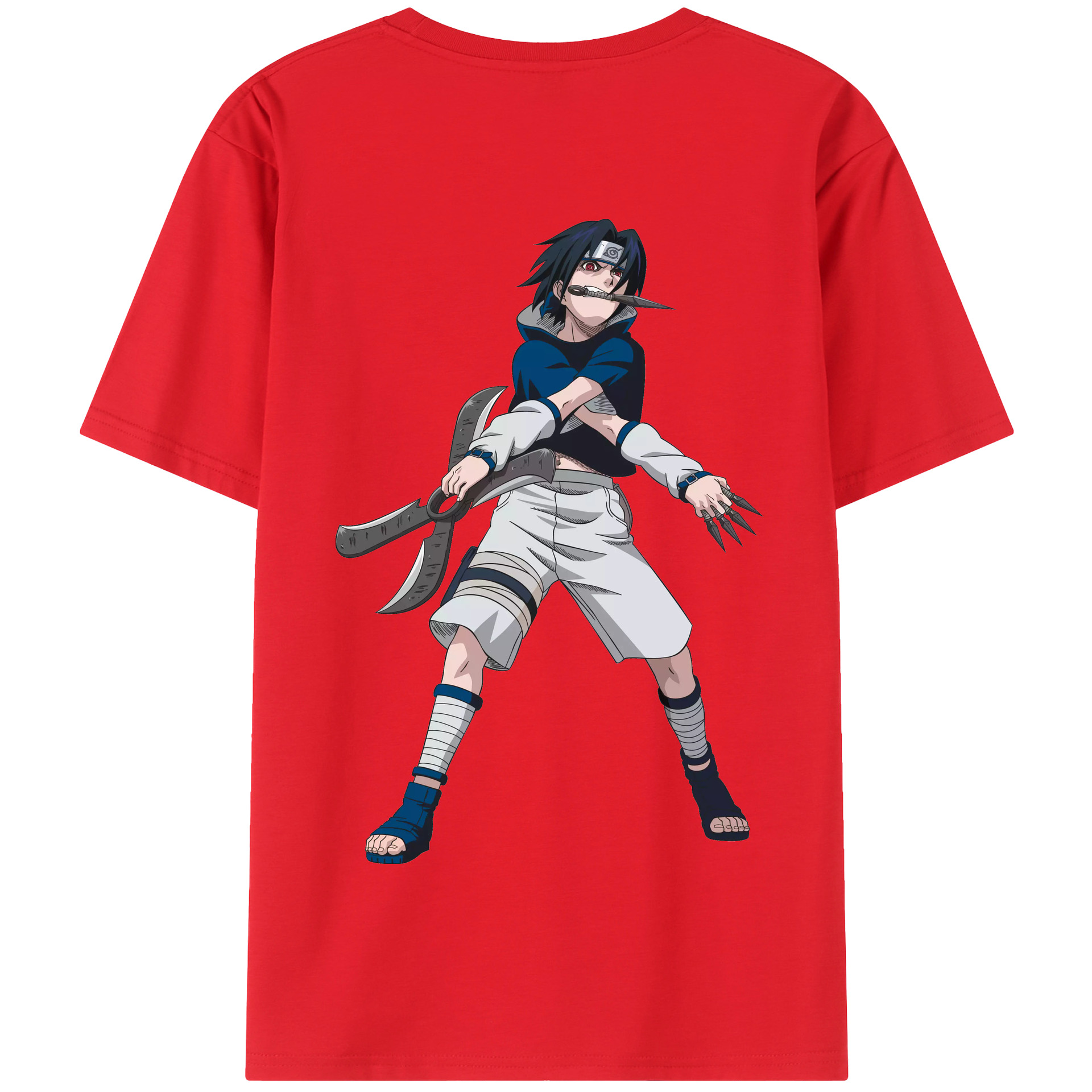 （画像用） NARUTO -ナルト- うちは サスケ Uchiha Sasuke 綿100％半袖Tシャツ（背面プリント）
