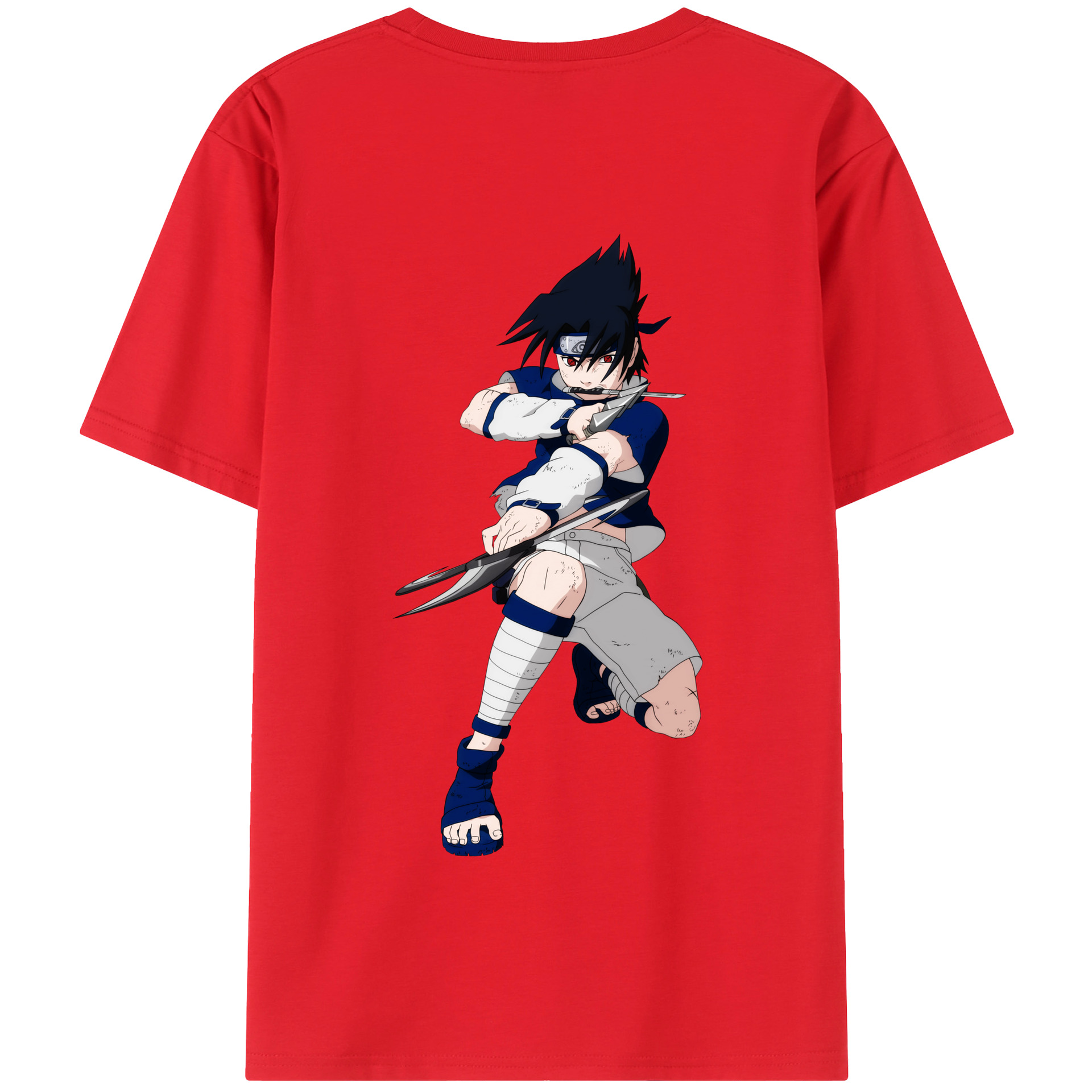 （画像用） NARUTO -ナルト- うちは サスケ Uchiha Sasuke 綿100％半袖Tシャツ（背面プリント）