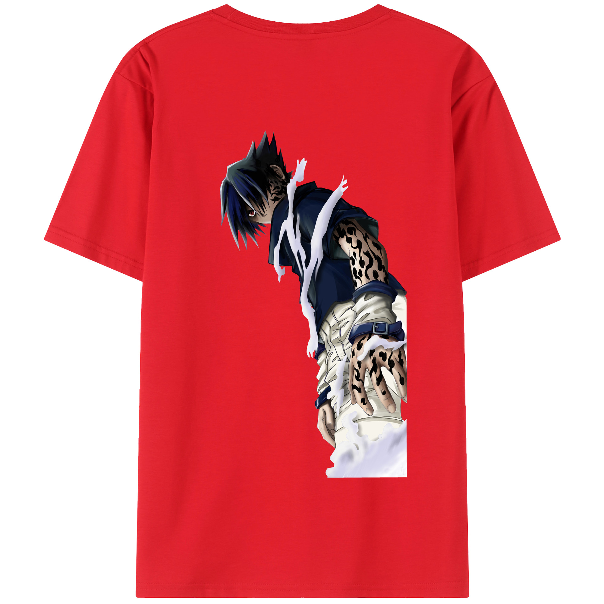 （画像用） NARUTO -ナルト- うちは サスケ Uchiha Sasuke 綿100％半袖Tシャツ（背面プリント）