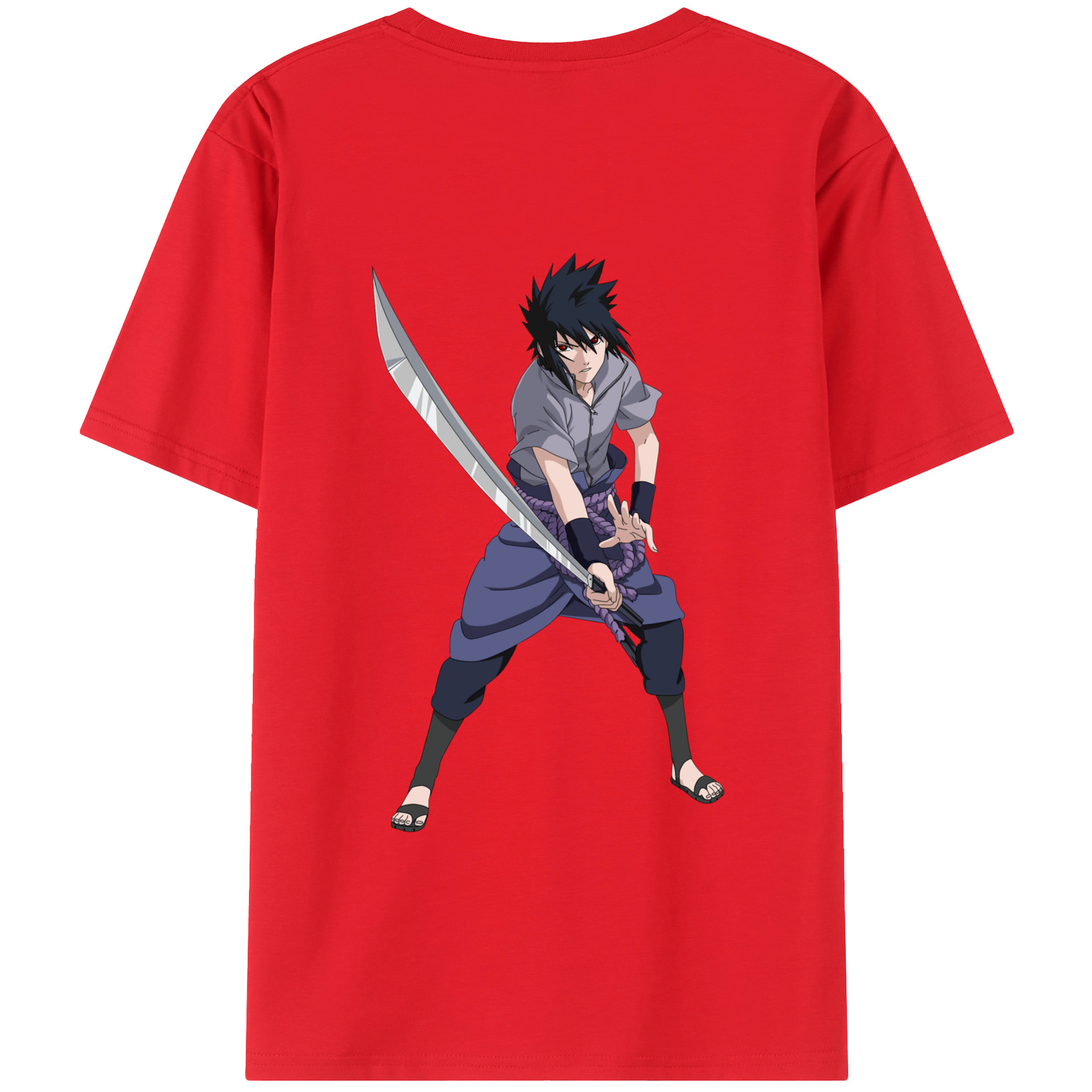 （画像用） NARUTO -ナルト- うちは サスケ Uchiha Sasuke 綿100％半袖Tシャツ（背面プリント）