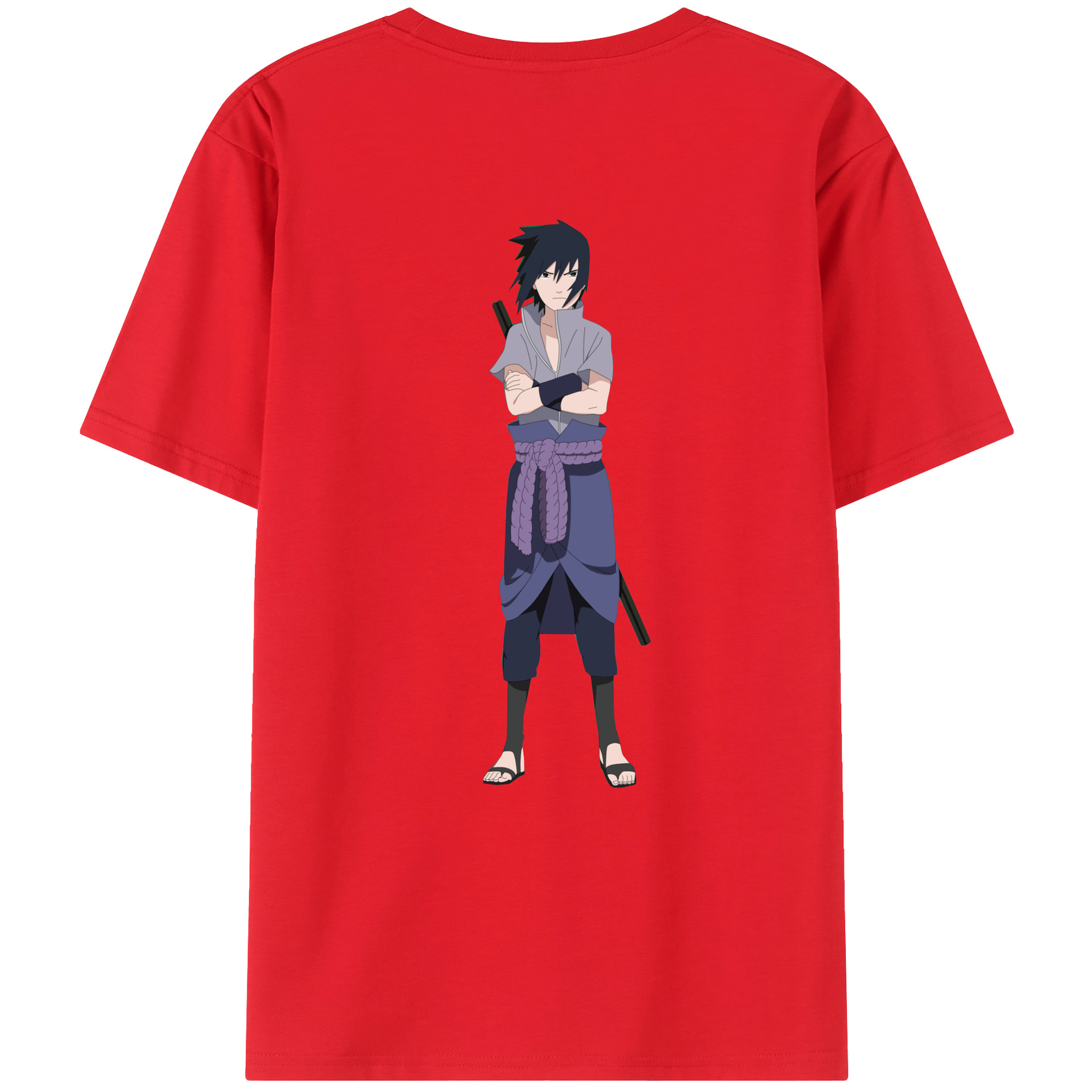 （画像用） NARUTO -ナルト- うちは サスケ Uchiha Sasuke 綿100％半袖Tシャツ（背面プリント）