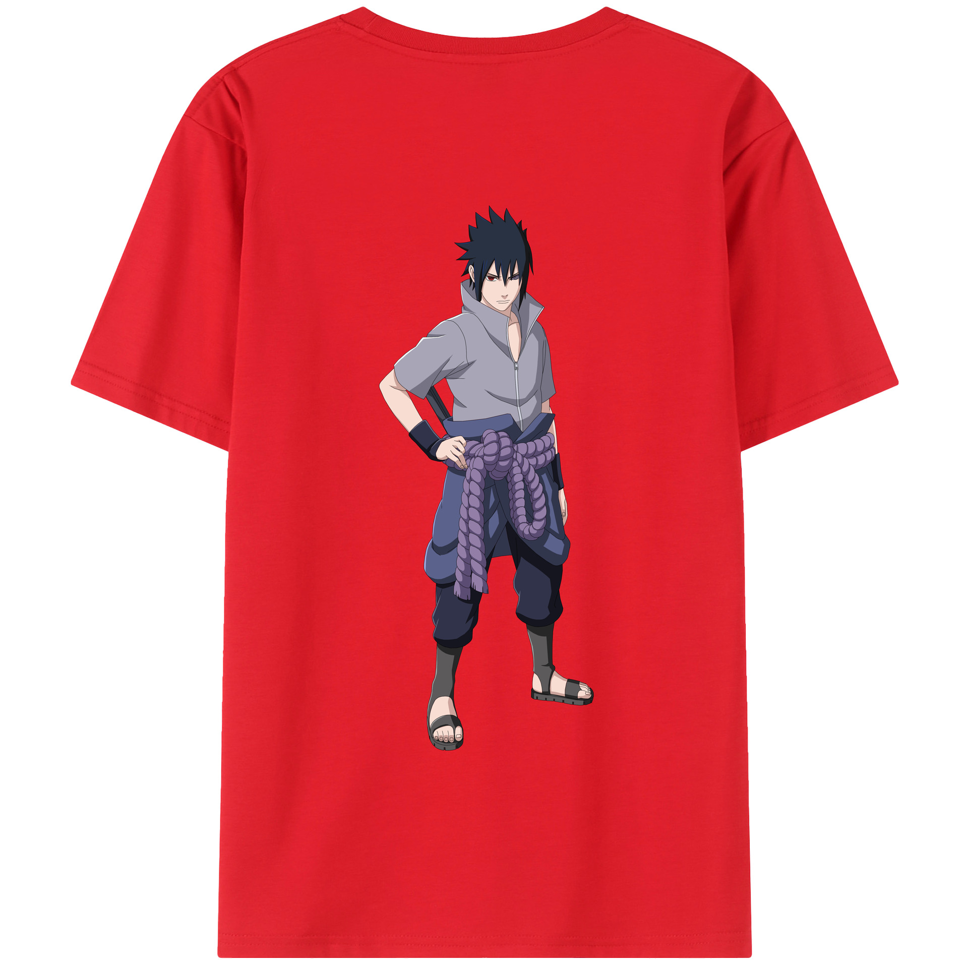 （画像用） NARUTO -ナルト- うちは サスケ Uchiha Sasuke 綿100％半袖Tシャツ（背面プリント）