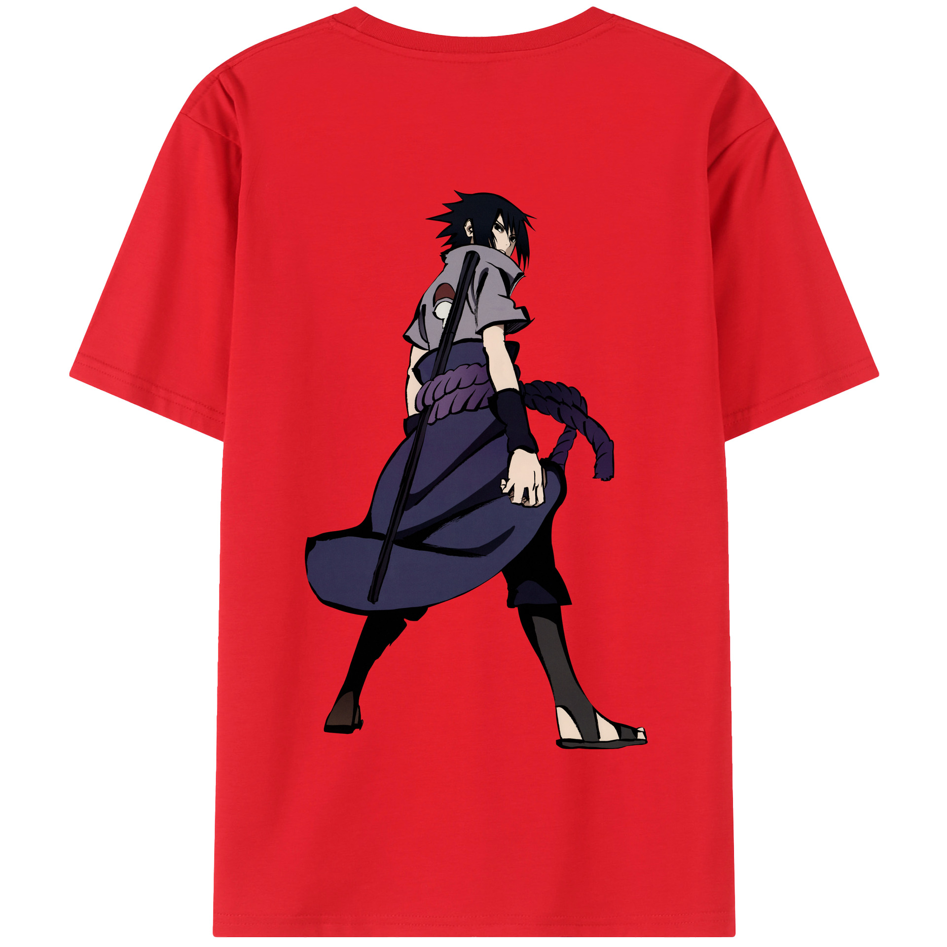 （画像用） NARUTO -ナルト- うちは サスケ Uchiha Sasuke 綿100％半袖Tシャツ（背面プリント）