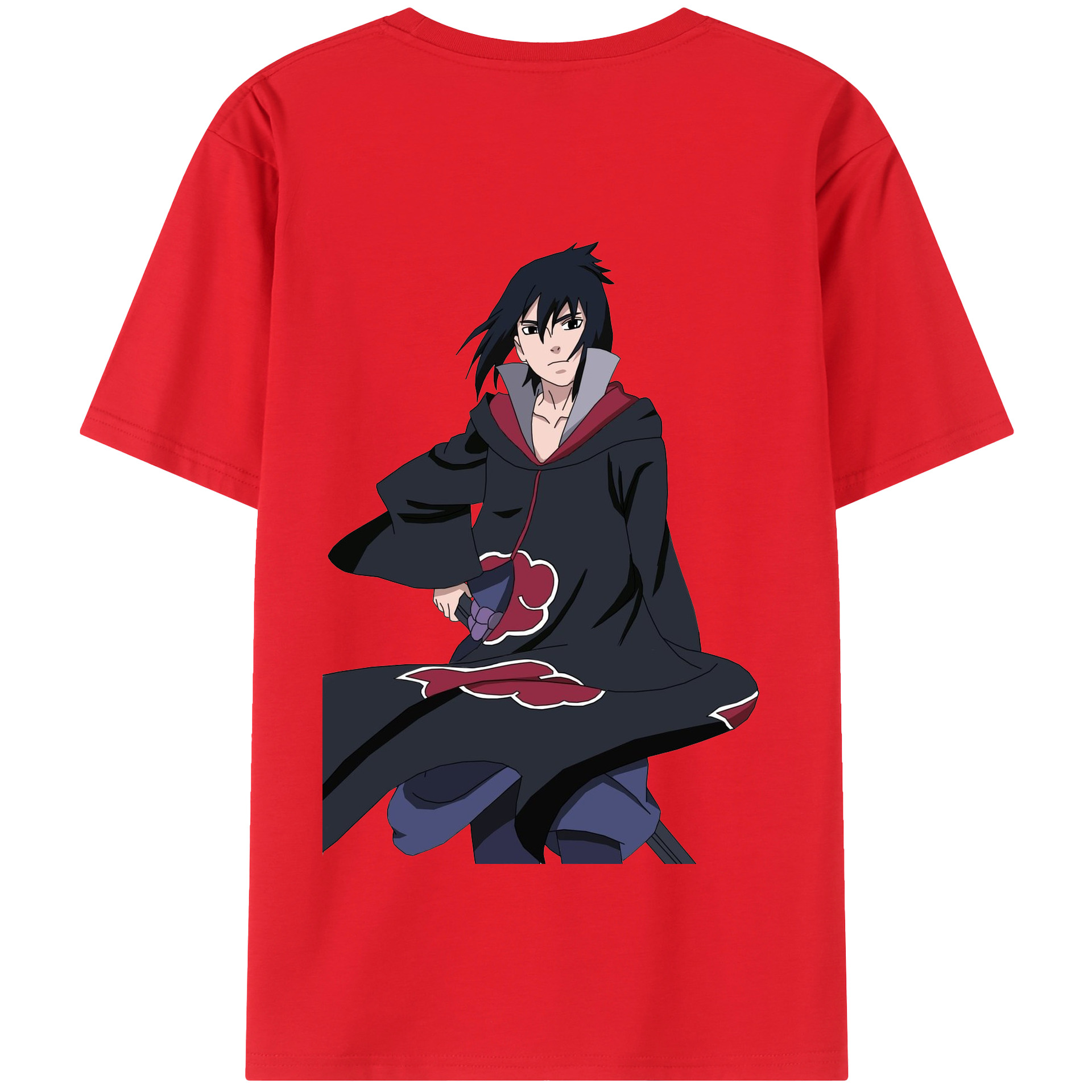 （画像用） NARUTO -ナルト- うちは サスケ Uchiha Sasuke 綿100％半袖Tシャツ（背面プリント）