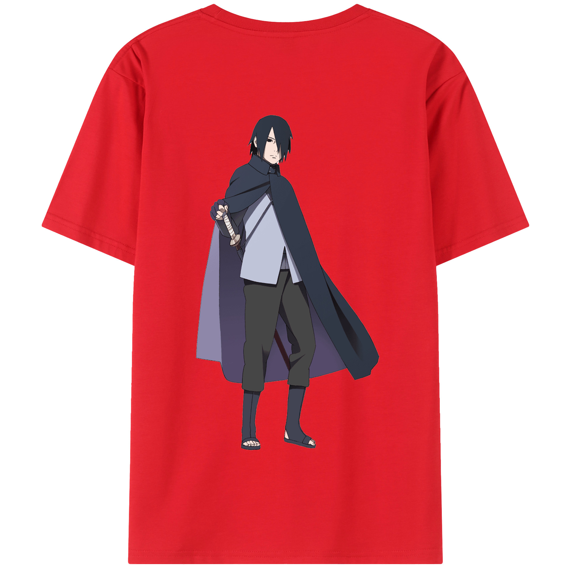 （画像用） NARUTO -ナルト- うちは サスケ Uchiha Sasuke 綿100％半袖Tシャツ（背面プリント）