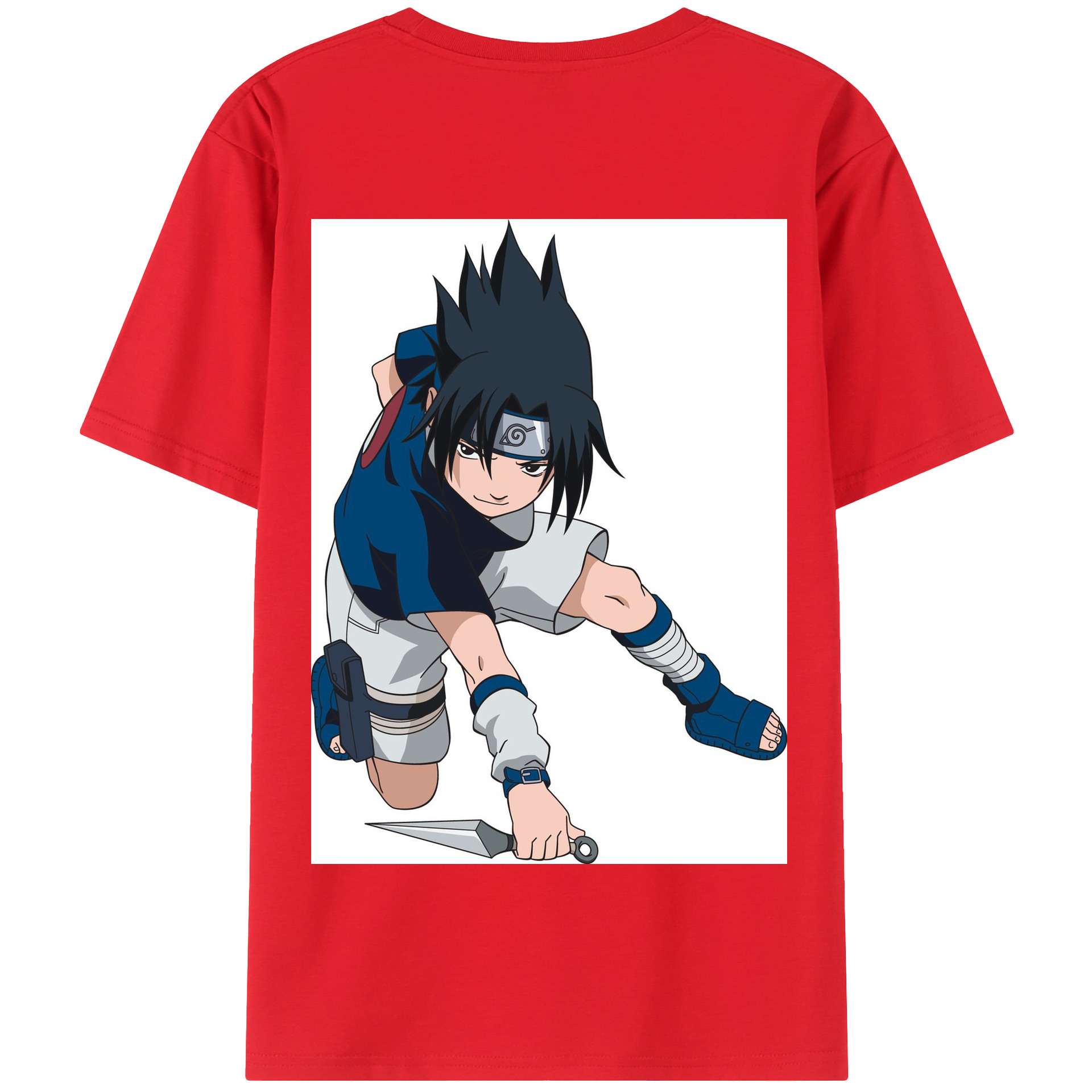 （画像用） NARUTO -ナルト- うちは サスケ Uchiha Sasuke 綿100％半袖Tシャツ（背面プリント）