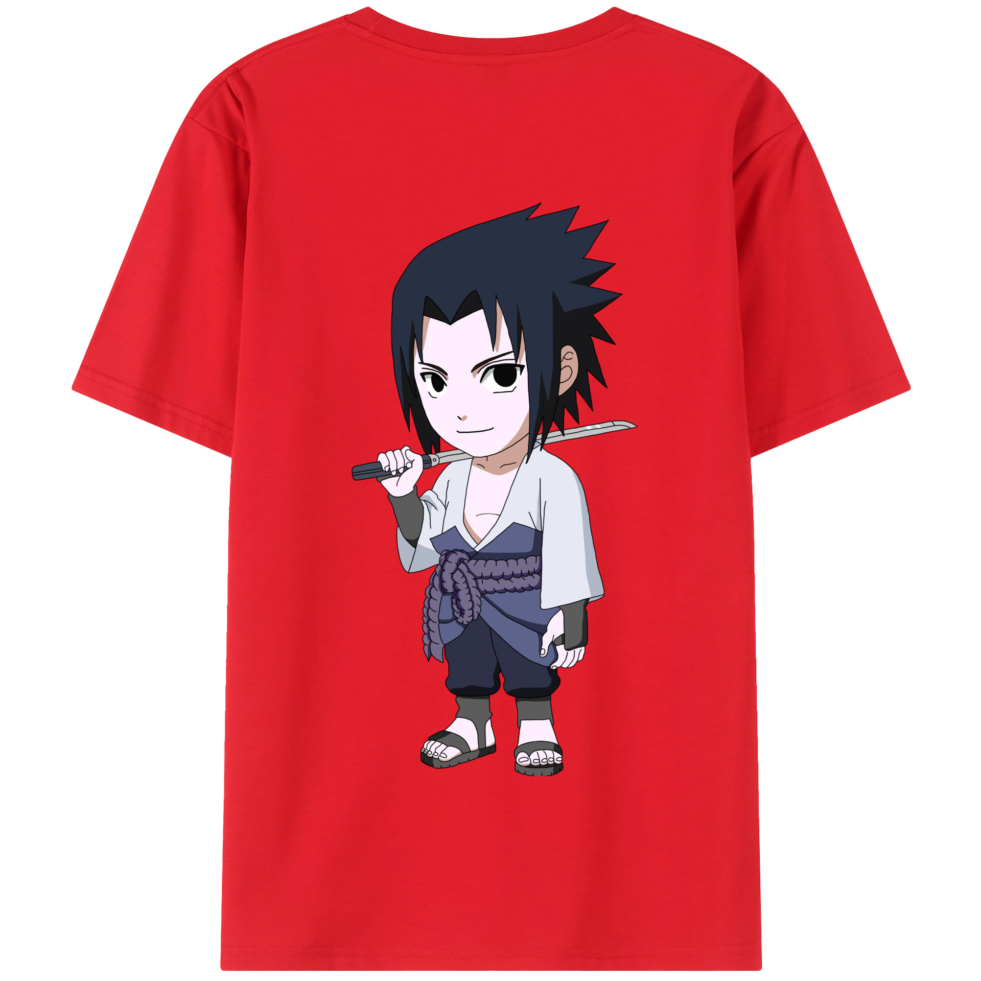 （画像用） NARUTO -ナルト- うちは サスケ Uchiha Sasuke 綿100％半袖Tシャツ（背面プリント）