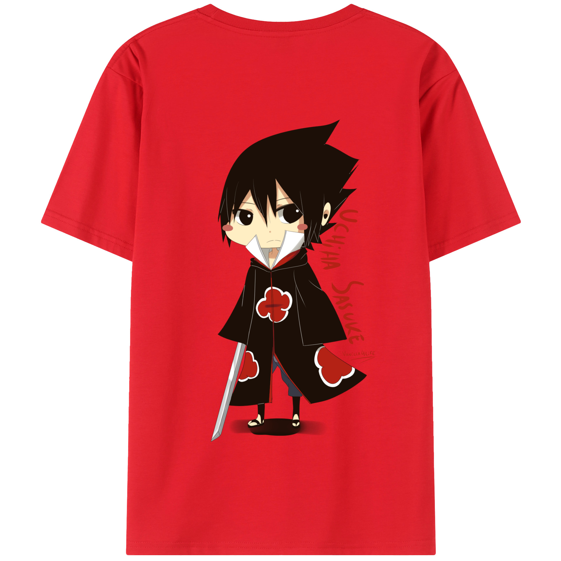 （画像用） NARUTO -ナルト- うちは サスケ Uchiha Sasuke 綿100％半袖Tシャツ（背面プリント）