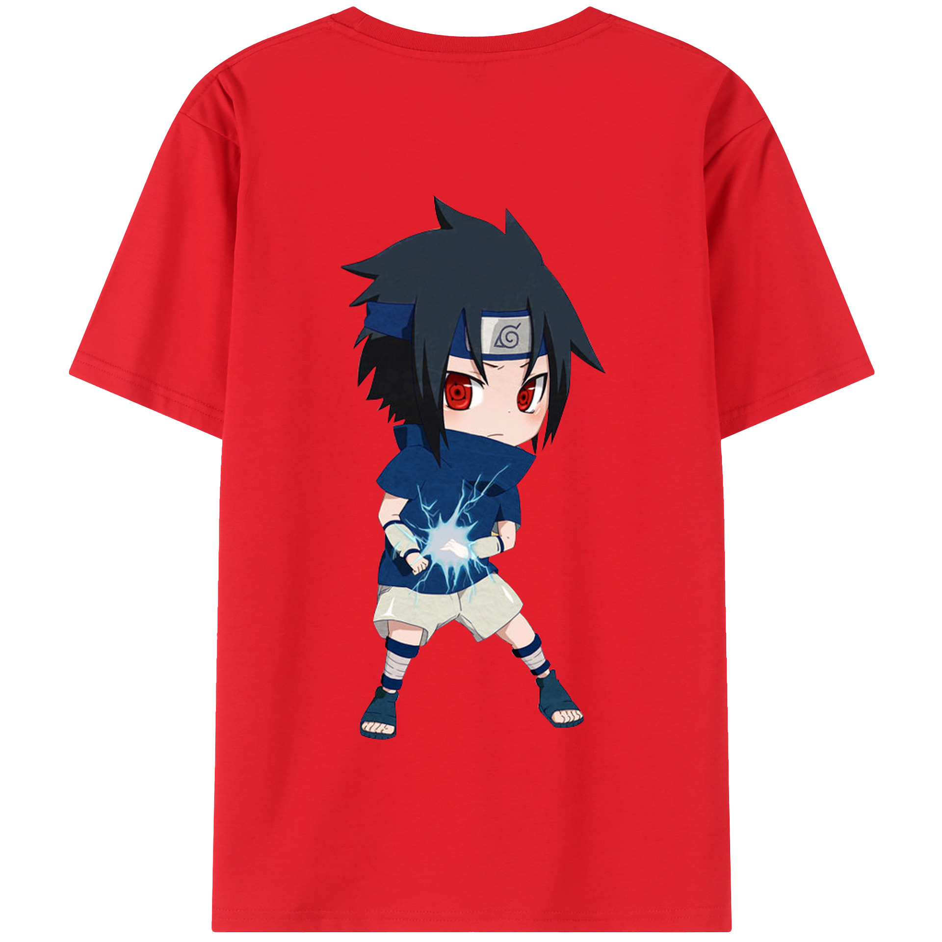 （画像用） NARUTO -ナルト- うちは サスケ Uchiha Sasuke 綿100％半袖Tシャツ（背面プリント）