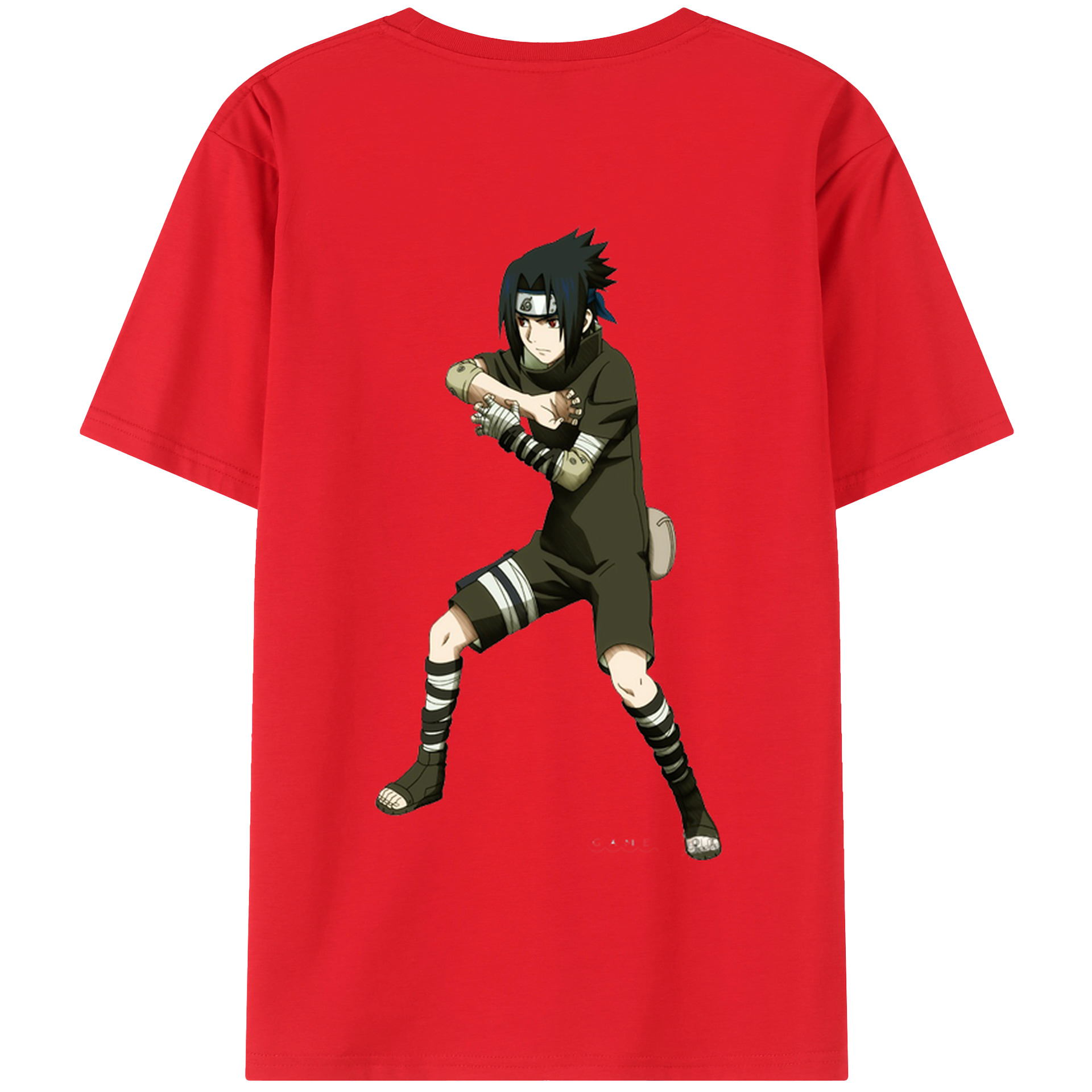 （画像用） NARUTO -ナルト- うちは サスケ Uchiha Sasuke 綿100％半袖Tシャツ（背面プリント）