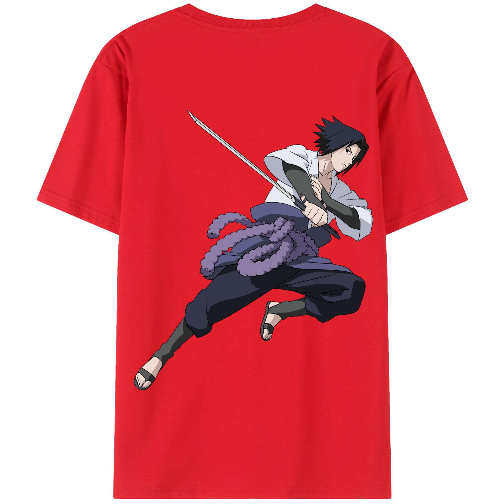 （画像用） NARUTO -ナルト- うちは サスケ Uchiha Sasuke 綿100％半袖Tシャツ（背面プリント）
