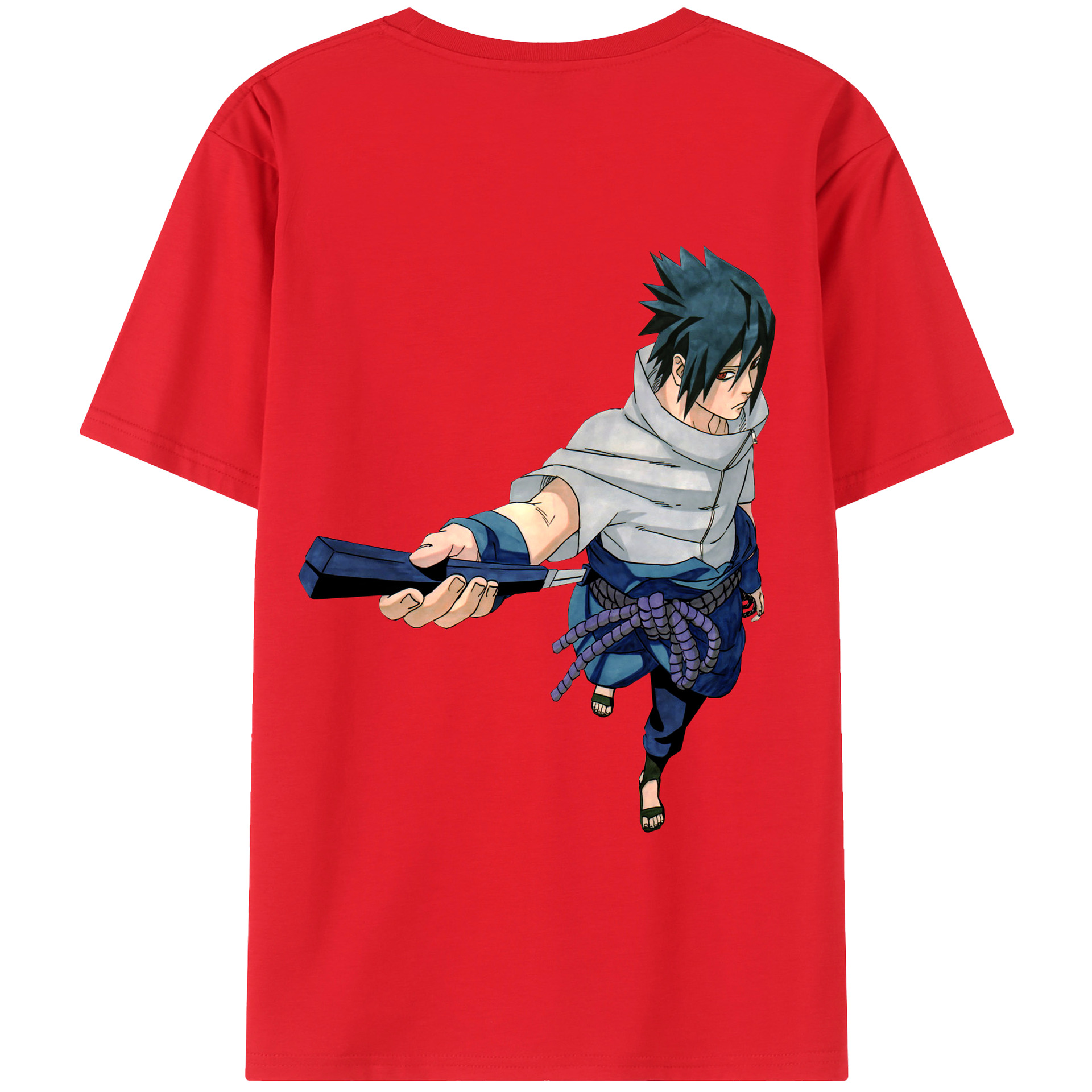 （画像用） NARUTO -ナルト- うちは サスケ Uchiha Sasuke 綿100％半袖Tシャツ（背面プリント）