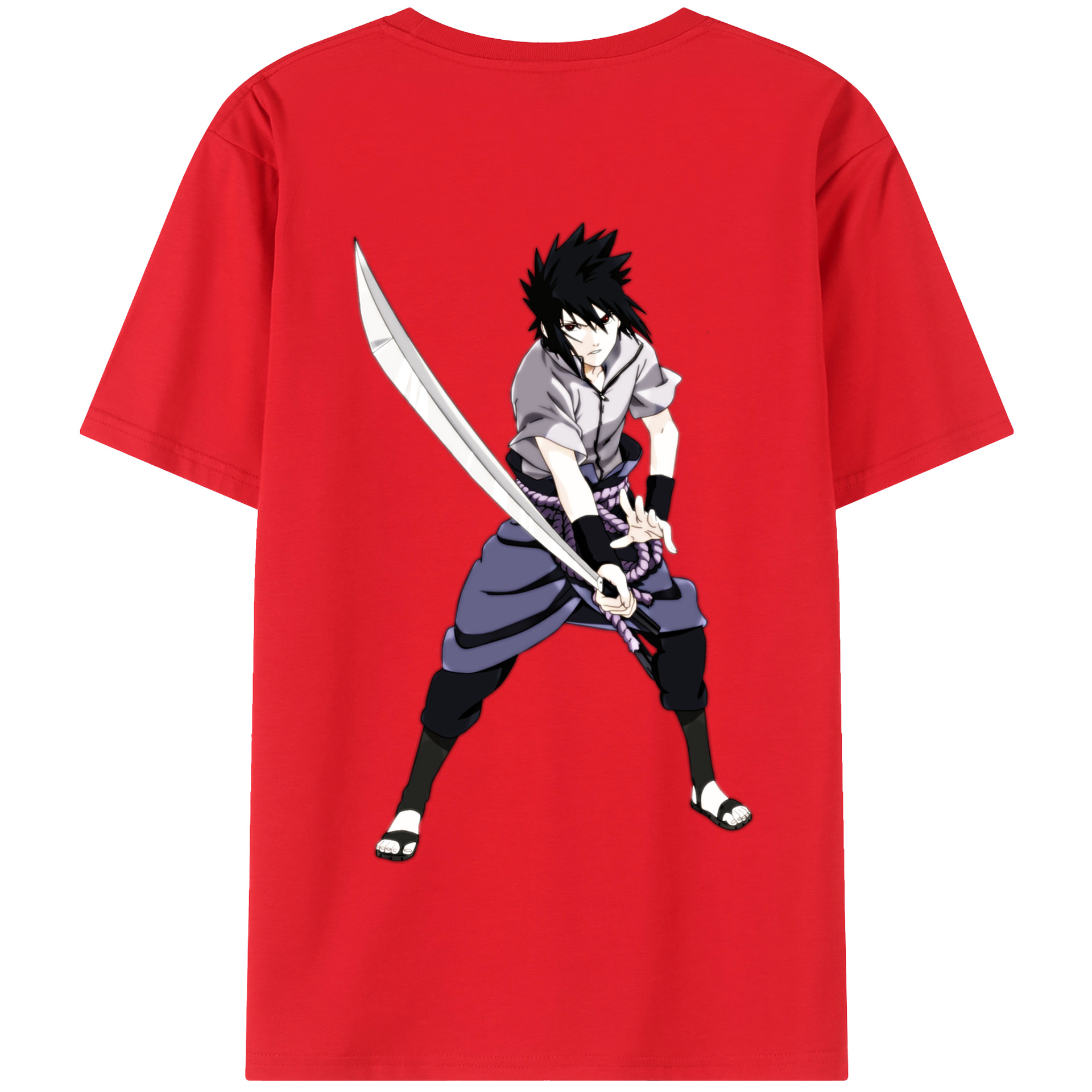 （画像用） NARUTO -ナルト- うちは サスケ Uchiha Sasuke 綿100％半袖Tシャツ（背面プリント）