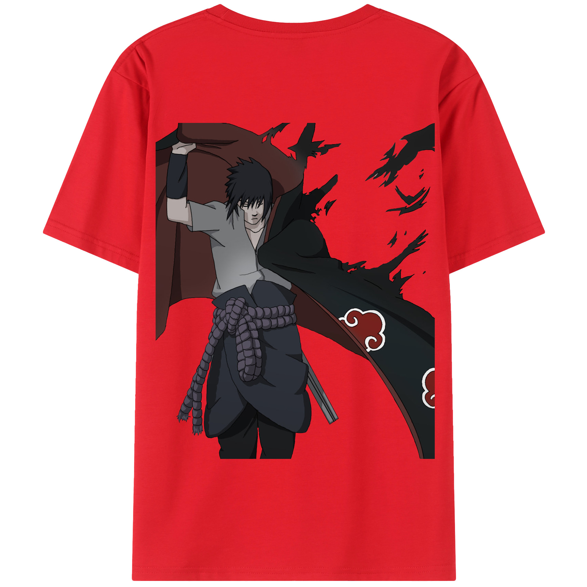 （画像用） NARUTO -ナルト- うちは サスケ Uchiha Sasuke 綿100％半袖Tシャツ（背面プリント）
