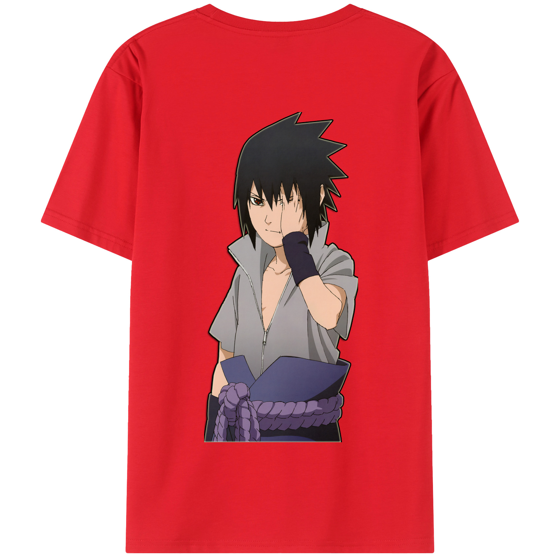 （画像用） NARUTO -ナルト- うちは サスケ Uchiha Sasuke 綿100％半袖Tシャツ（背面プリント）