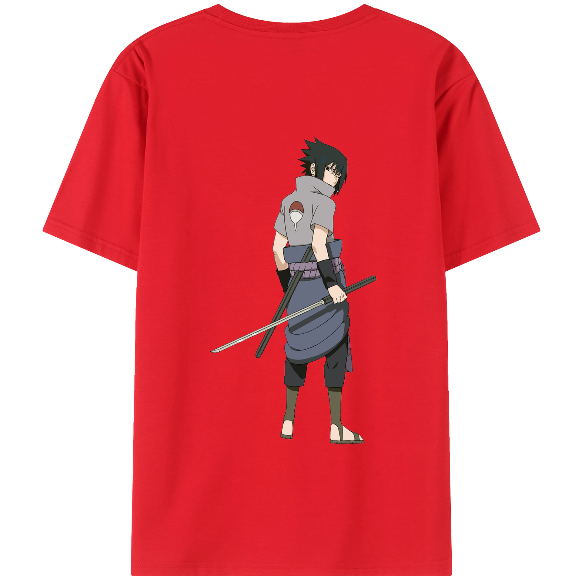 （画像用） NARUTO -ナルト- うちは サスケ Uchiha Sasuke 綿100％半袖Tシャツ（背面プリント）