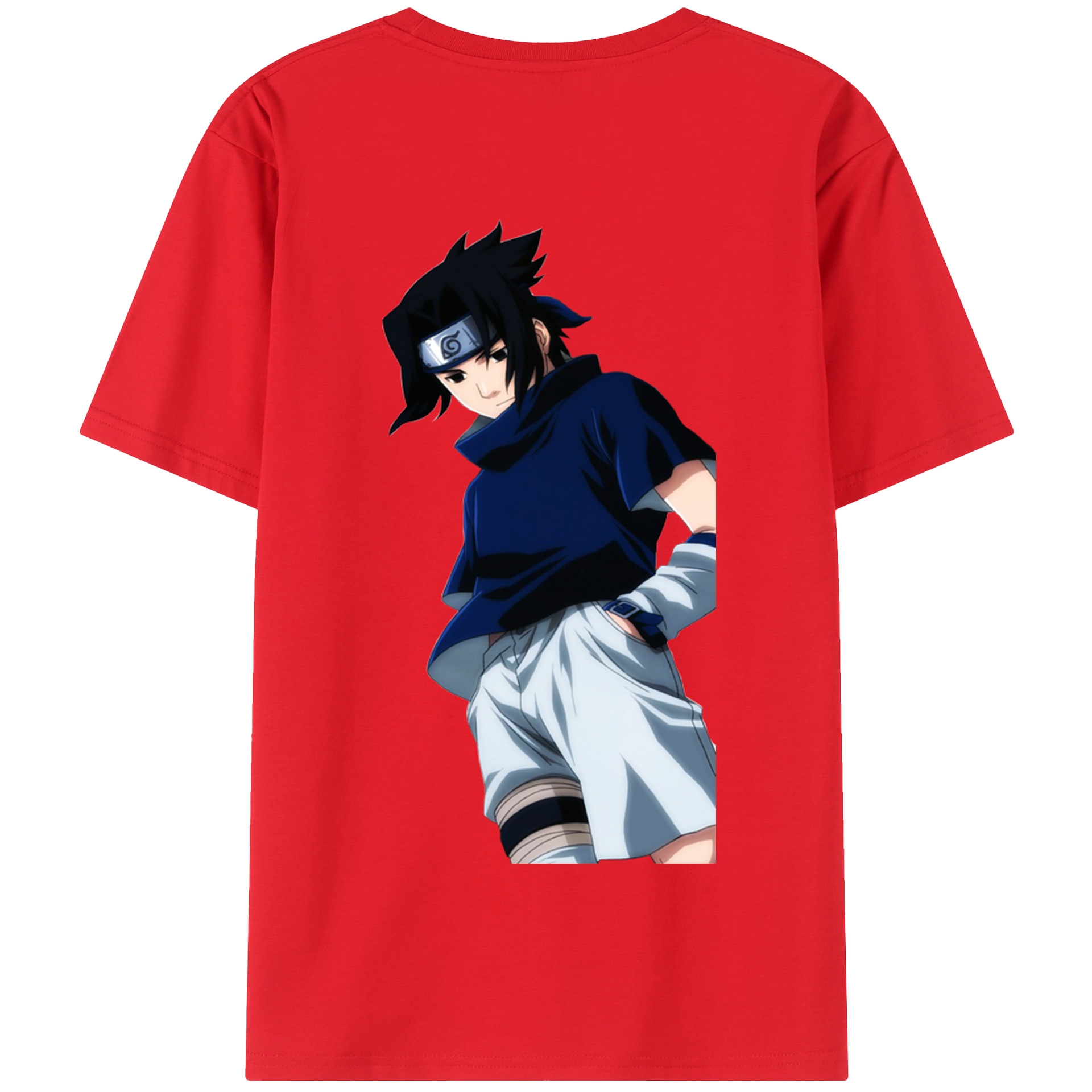 （画像用） NARUTO -ナルト- うちは サスケ Uchiha Sasuke 綿100％半袖Tシャツ（背面プリント）