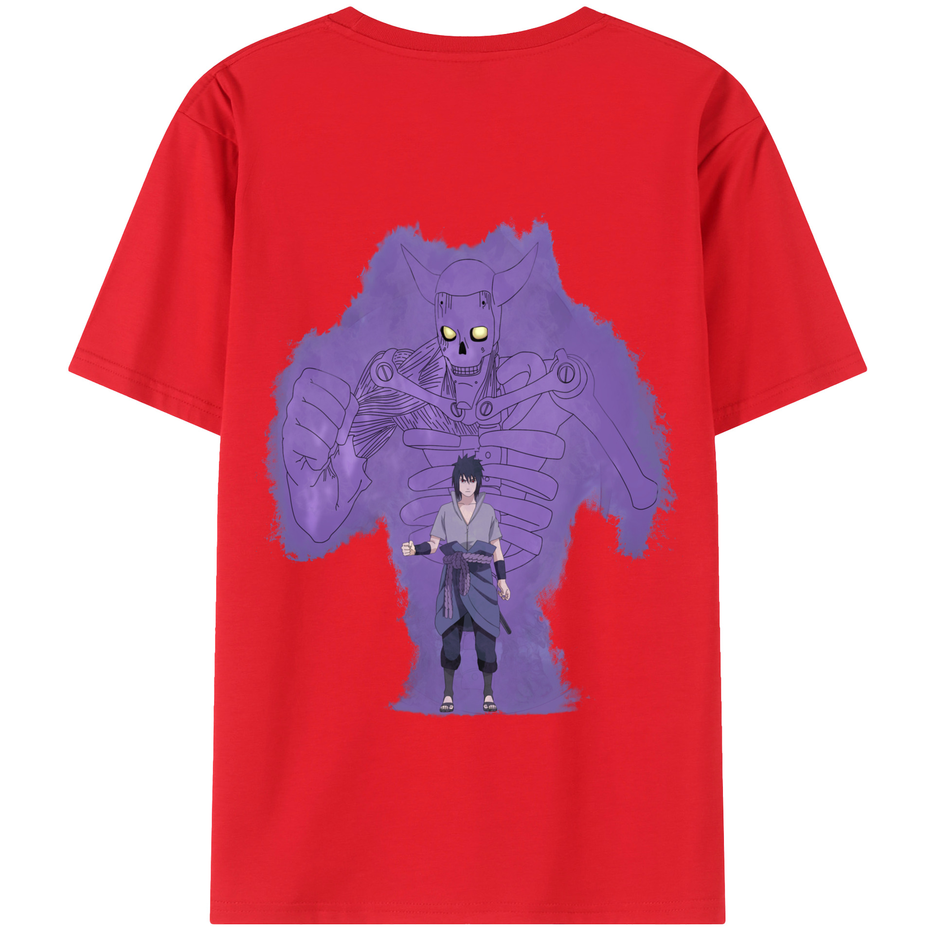 （画像用） NARUTO -ナルト- うちは サスケ Uchiha Sasuke 綿100％半袖Tシャツ（背面プリント）