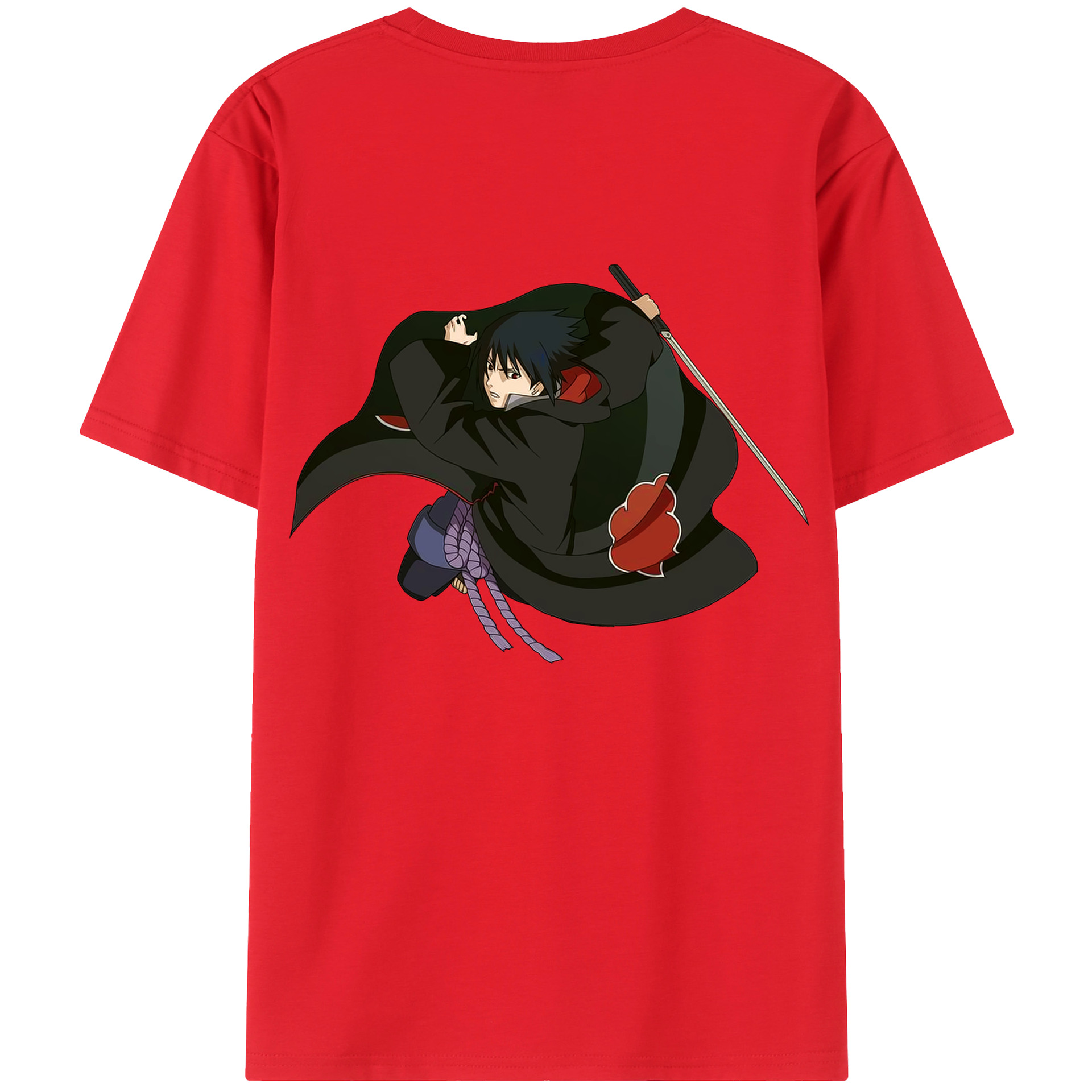（画像用） NARUTO -ナルト- うちは サスケ Uchiha Sasuke 綿100％半袖Tシャツ（背面プリント）