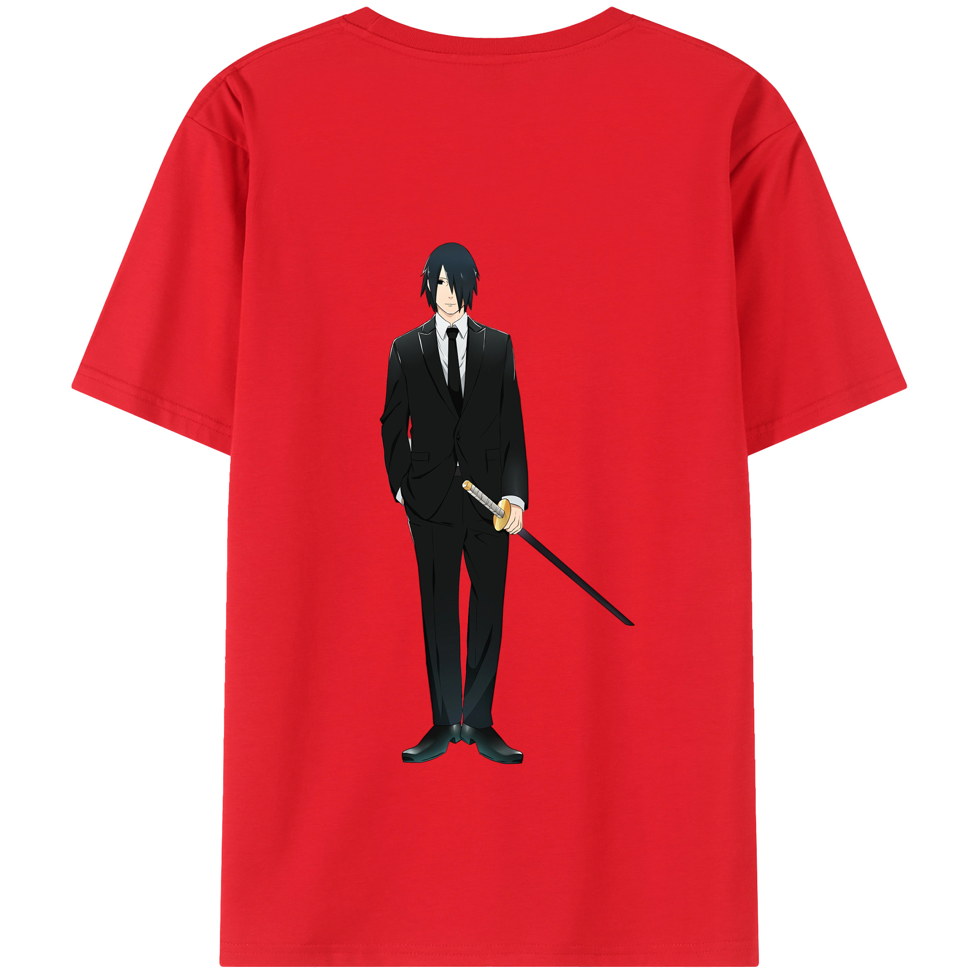 （画像用） NARUTO -ナルト- うちは サスケ Uchiha Sasuke 綿100％半袖Tシャツ（背面プリント）