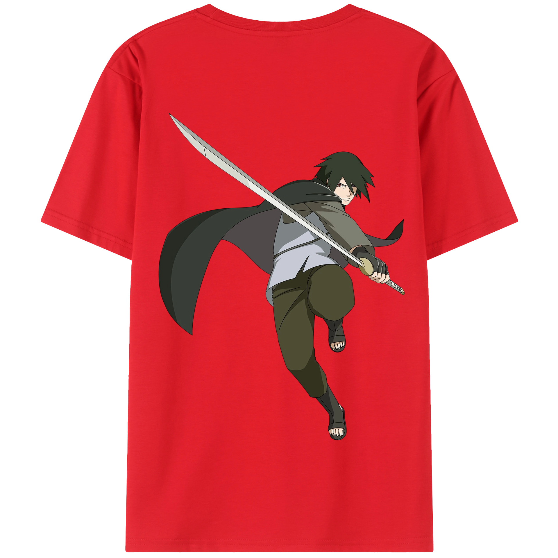 （画像用） NARUTO -ナルト- うちは サスケ Uchiha Sasuke 綿100％半袖Tシャツ（背面プリント）