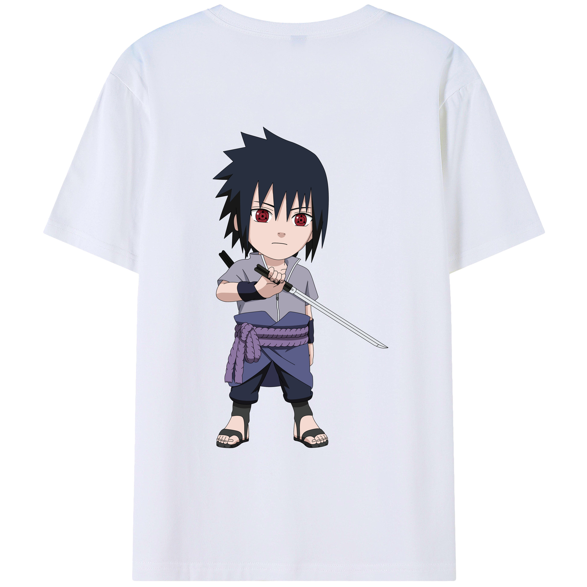 （画像用） NARUTO -ナルト- うちは サスケ Uchiha Sasuke 綿100％半袖Tシャツ（背面プリント）