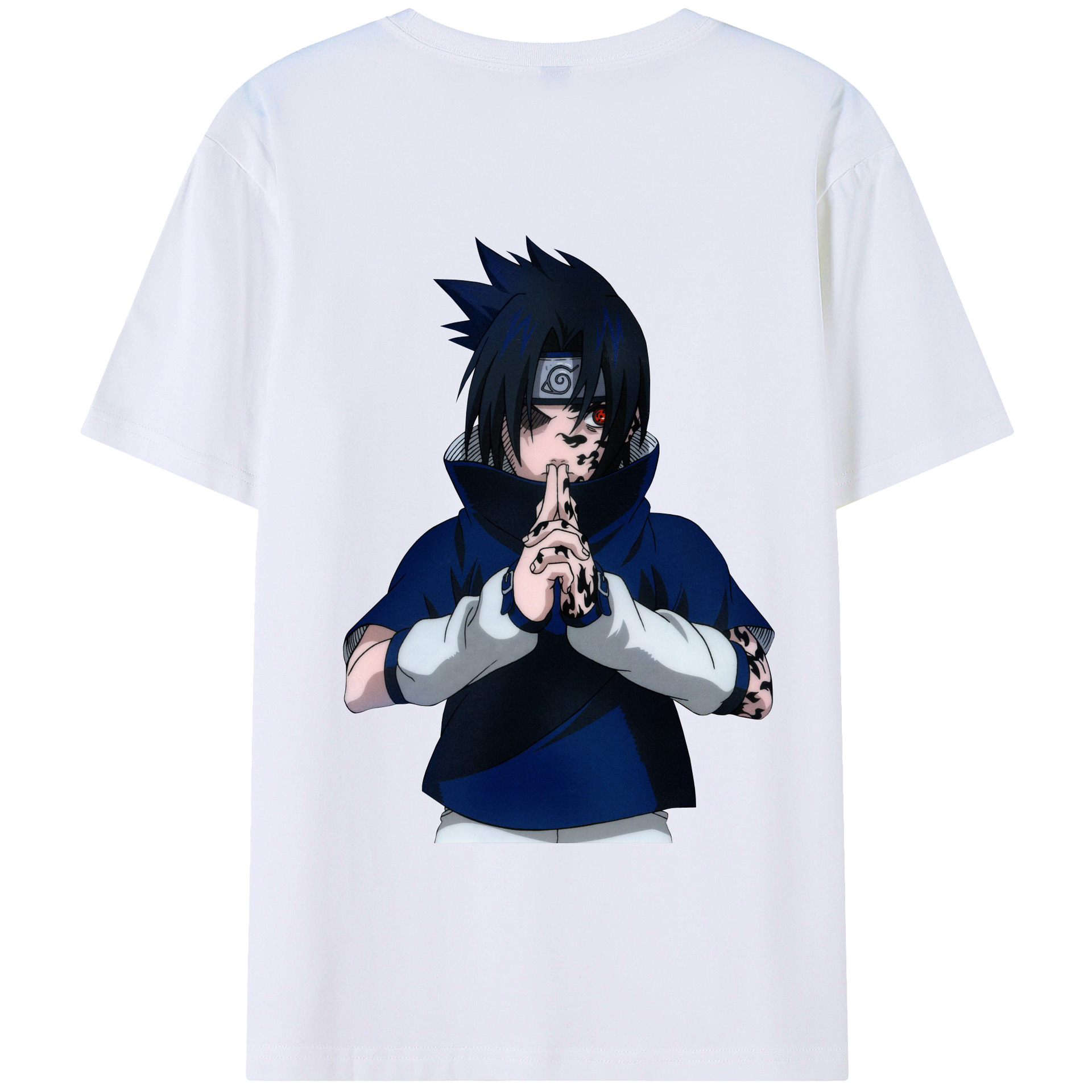 （画像用） NARUTO -ナルト- うちは サスケ Uchiha Sasuke 綿100％半袖Tシャツ（背面プリント）