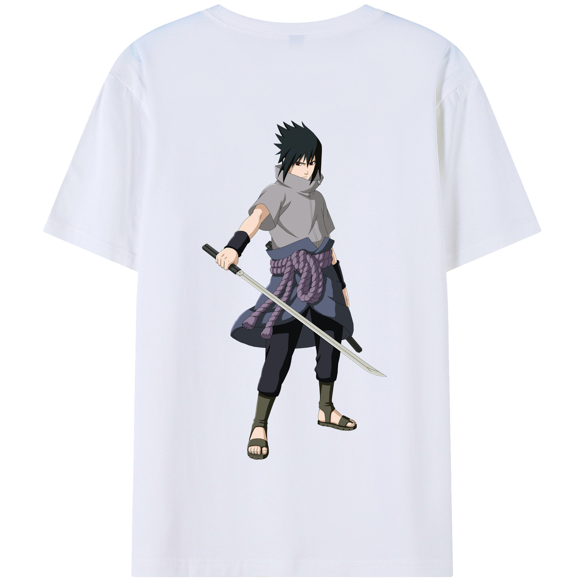 （画像用） NARUTO -ナルト- うちは サスケ Uchiha Sasuke 綿100％半袖Tシャツ（背面プリント）