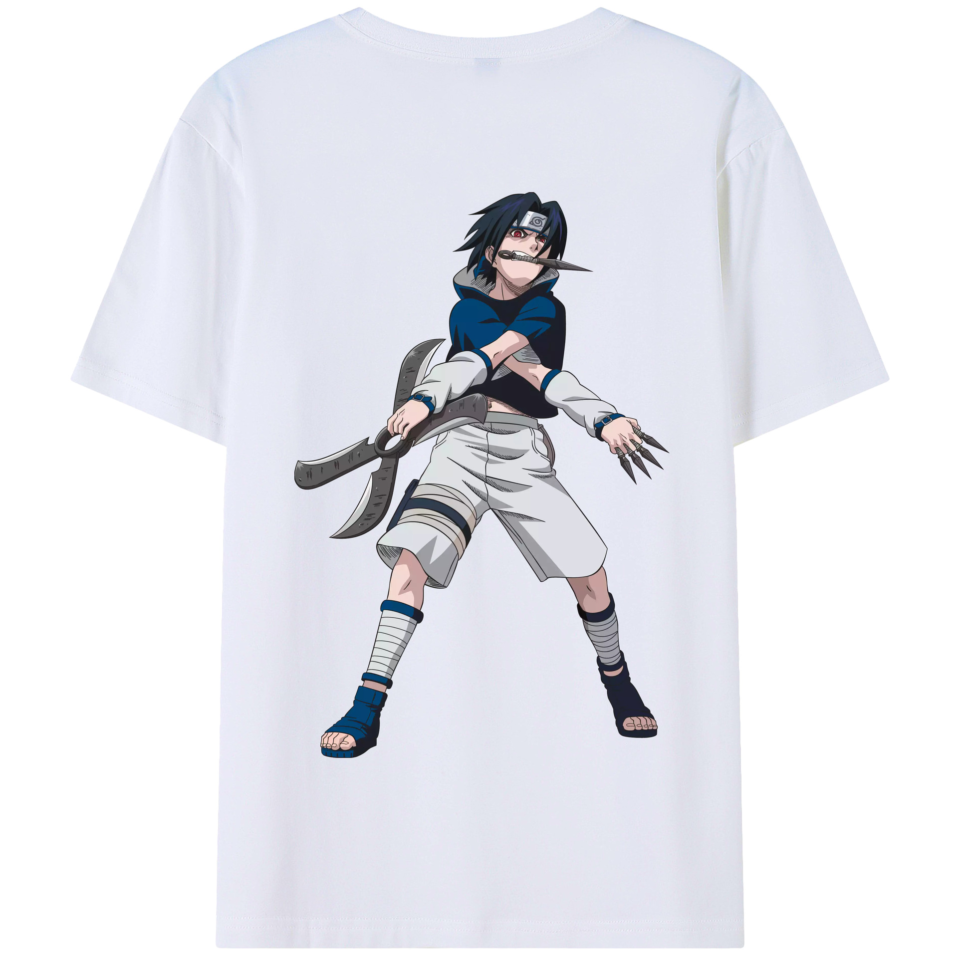 （画像用） NARUTO -ナルト- うちは サスケ Uchiha Sasuke 綿100％半袖Tシャツ（背面プリント）