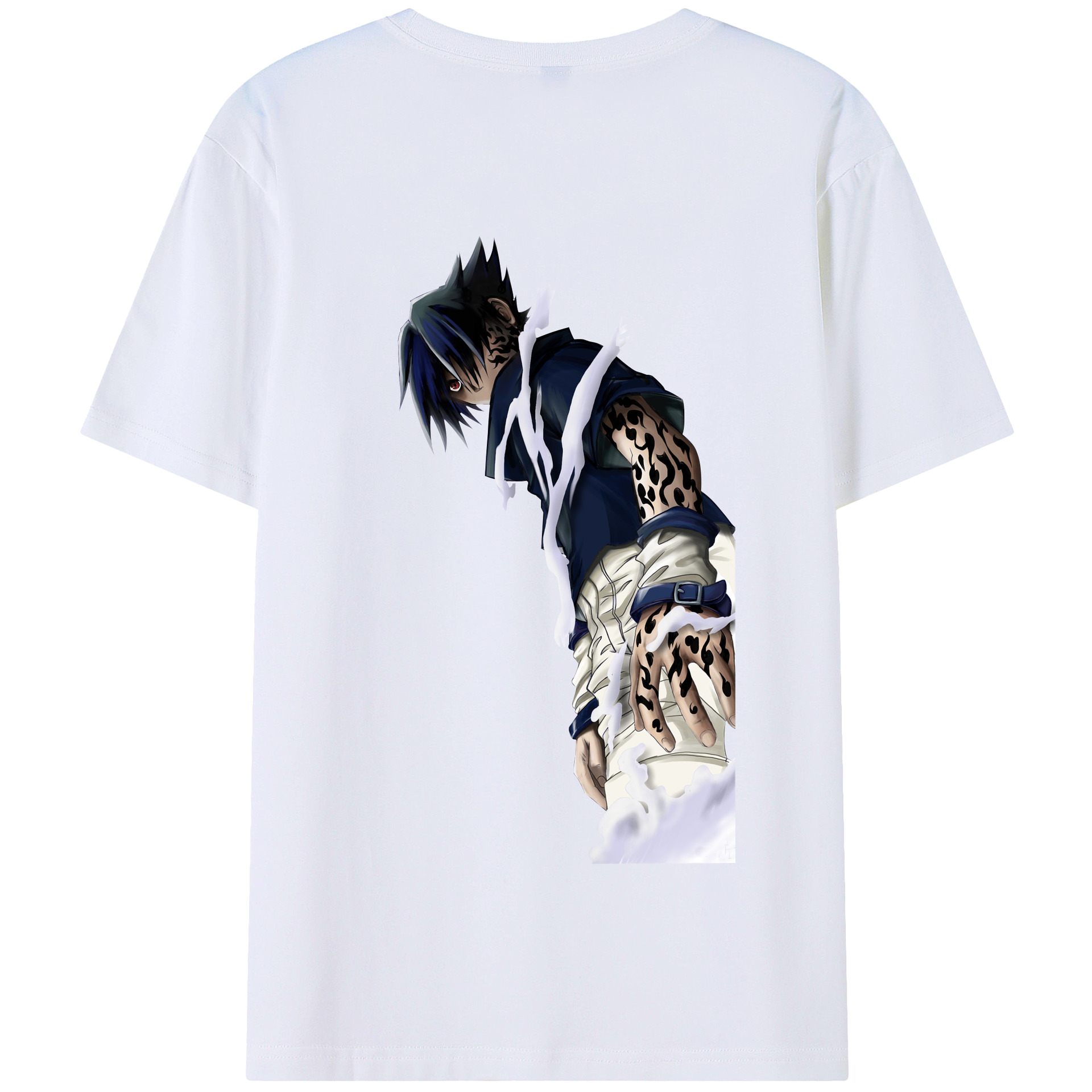 （画像用） NARUTO -ナルト- うちは サスケ Uchiha Sasuke 綿100％半袖Tシャツ（背面プリント）