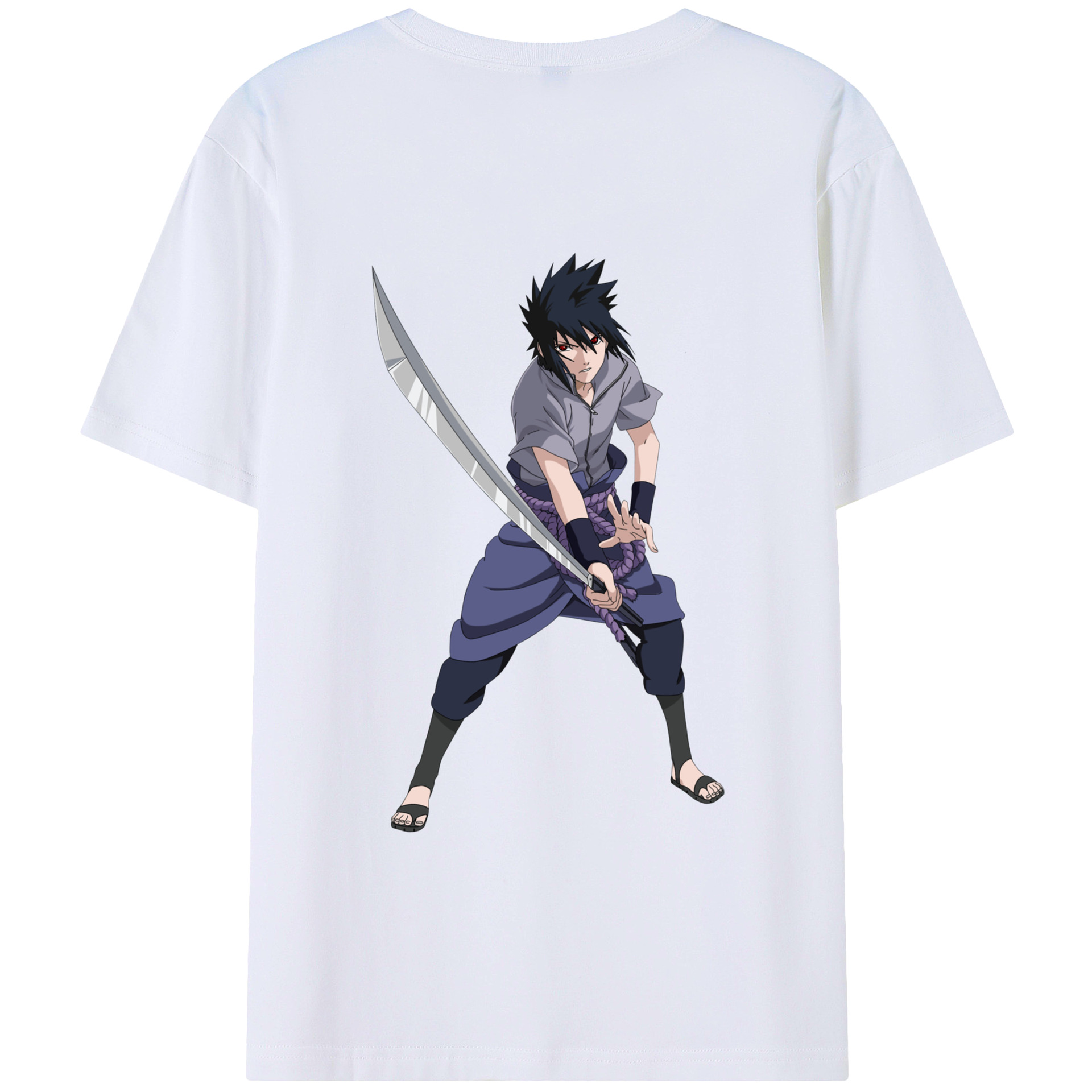 （画像用） NARUTO -ナルト- うちは サスケ Uchiha Sasuke 綿100％半袖Tシャツ（背面プリント）