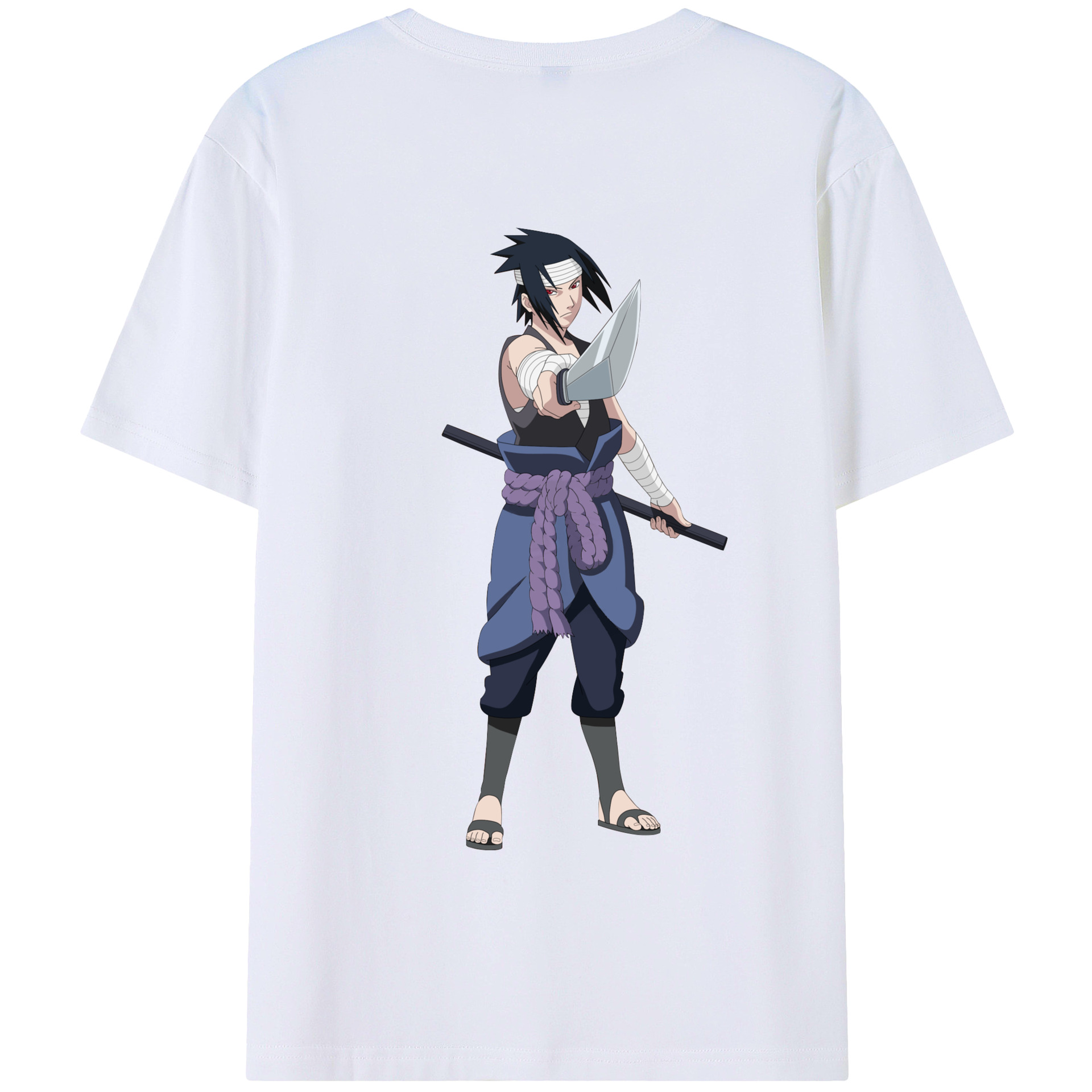 （画像用） NARUTO -ナルト- うちは サスケ Uchiha Sasuke 綿100％半袖Tシャツ（背面プリント）