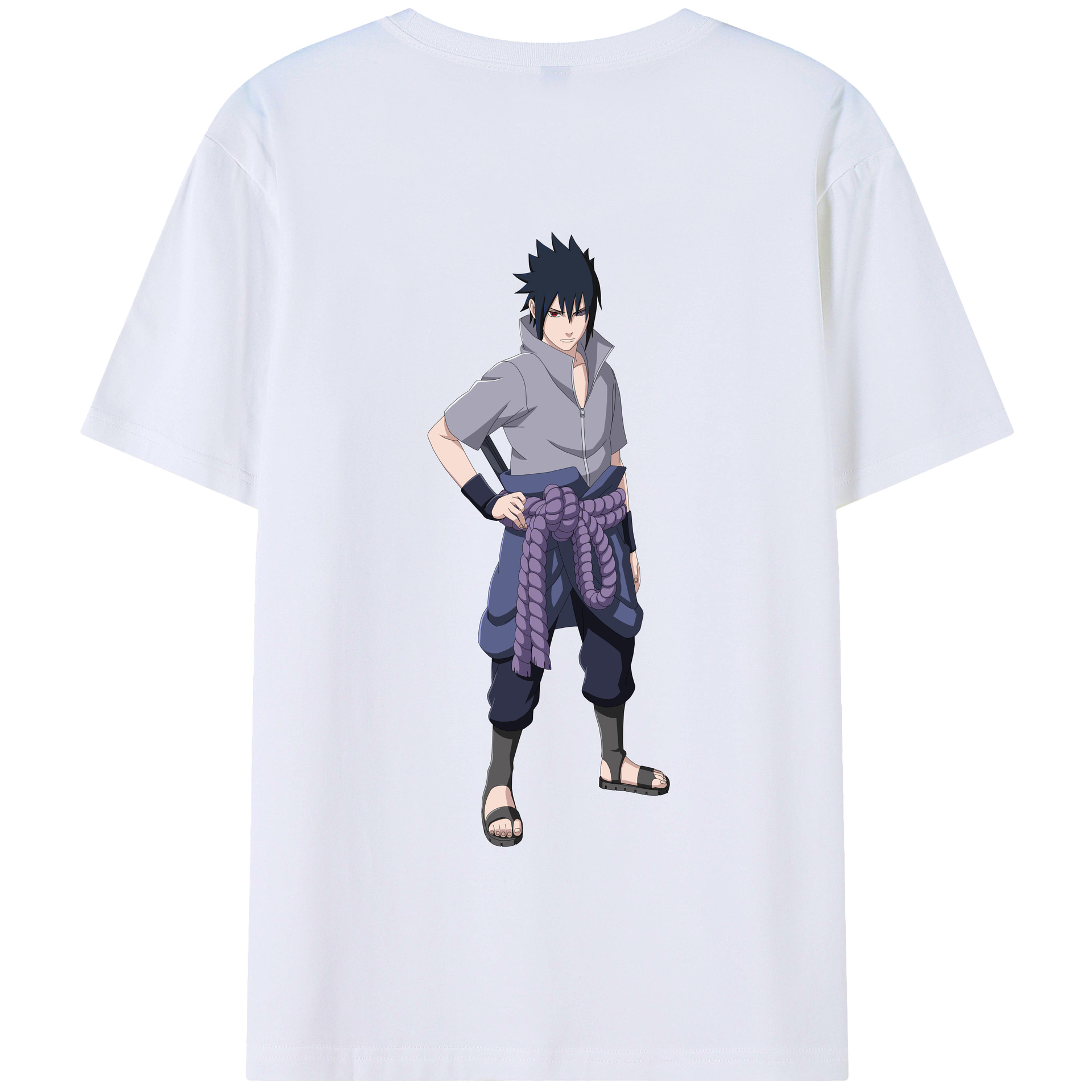 （画像用） NARUTO -ナルト- うちは サスケ Uchiha Sasuke 綿100％半袖Tシャツ（背面プリント）