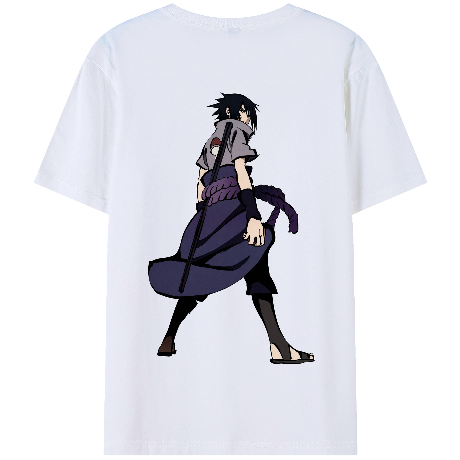 （画像用） NARUTO -ナルト- うちは サスケ Uchiha Sasuke 綿100％半袖Tシャツ（背面プリント）