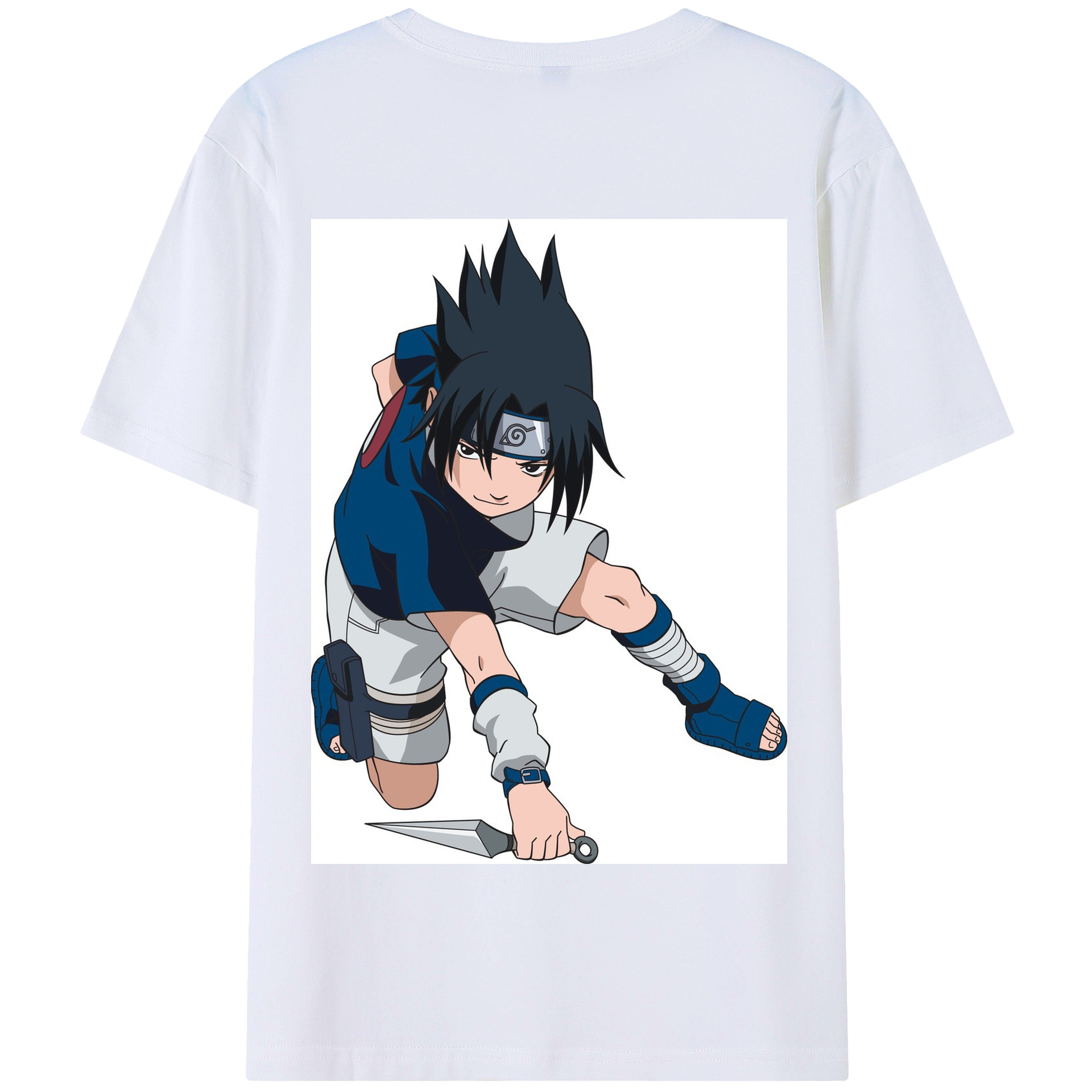 （画像用） NARUTO -ナルト- うちは サスケ Uchiha Sasuke 綿100％半袖Tシャツ（背面プリント）