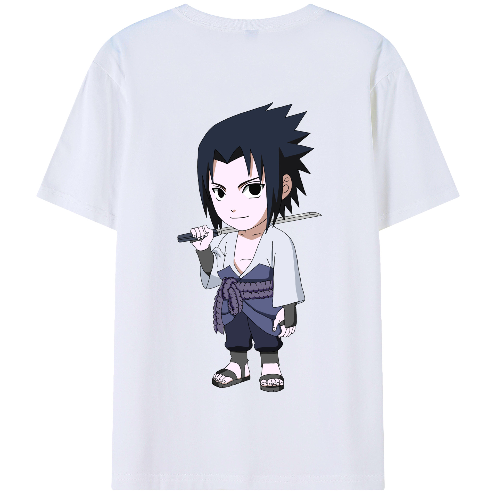 （画像用） NARUTO -ナルト- うちは サスケ Uchiha Sasuke 綿100％半袖Tシャツ（背面プリント）