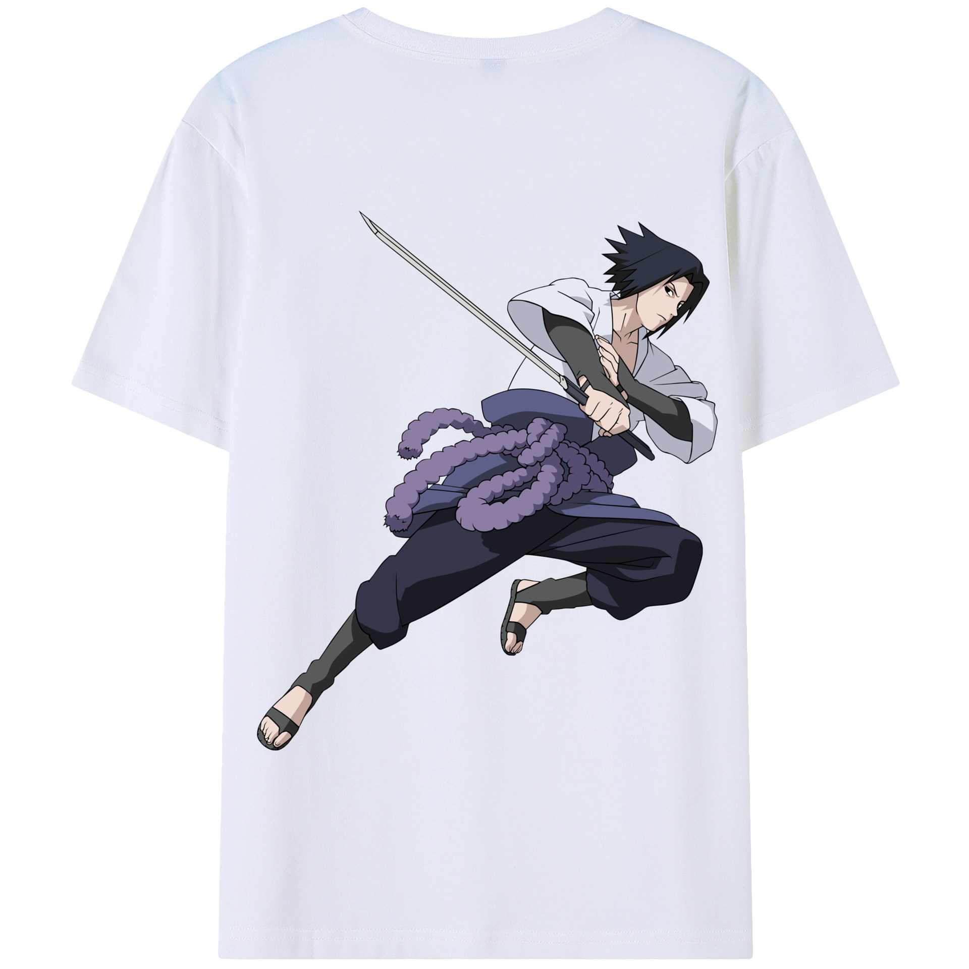 （画像用） NARUTO -ナルト- うちは サスケ Uchiha Sasuke 綿100％半袖Tシャツ（背面プリント）