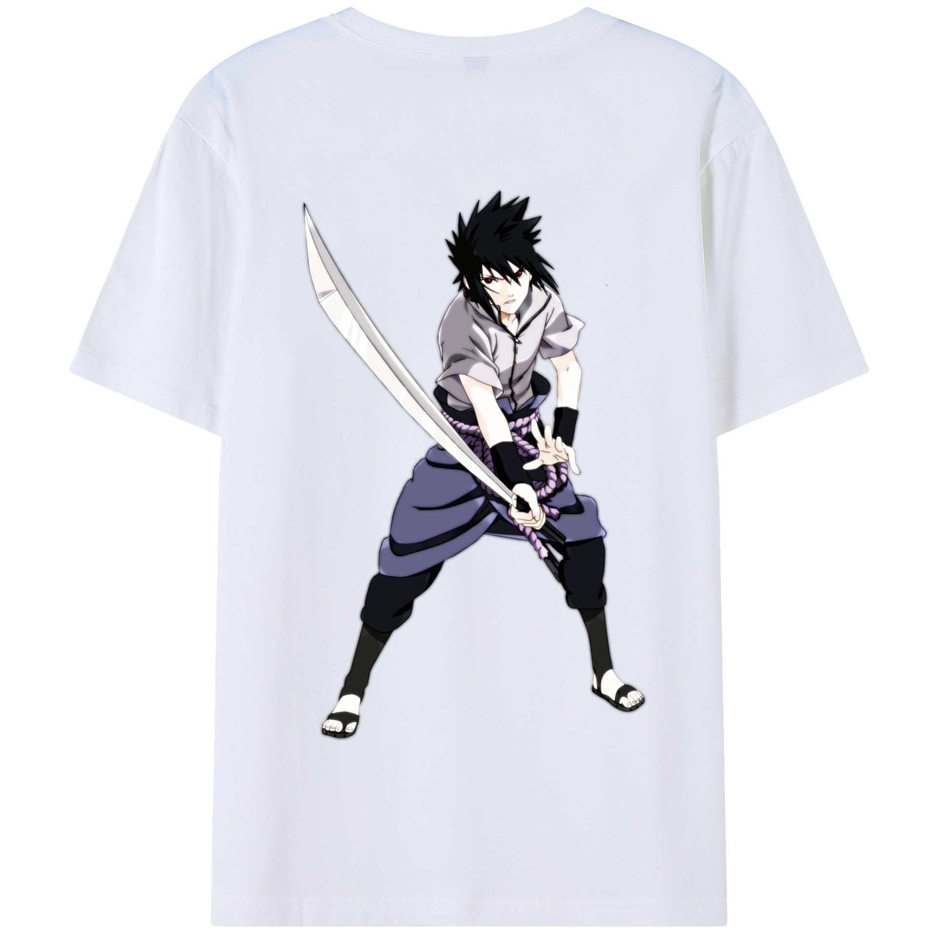 （画像用） NARUTO -ナルト- うちは サスケ Uchiha Sasuke 綿100％半袖Tシャツ（背面プリント）