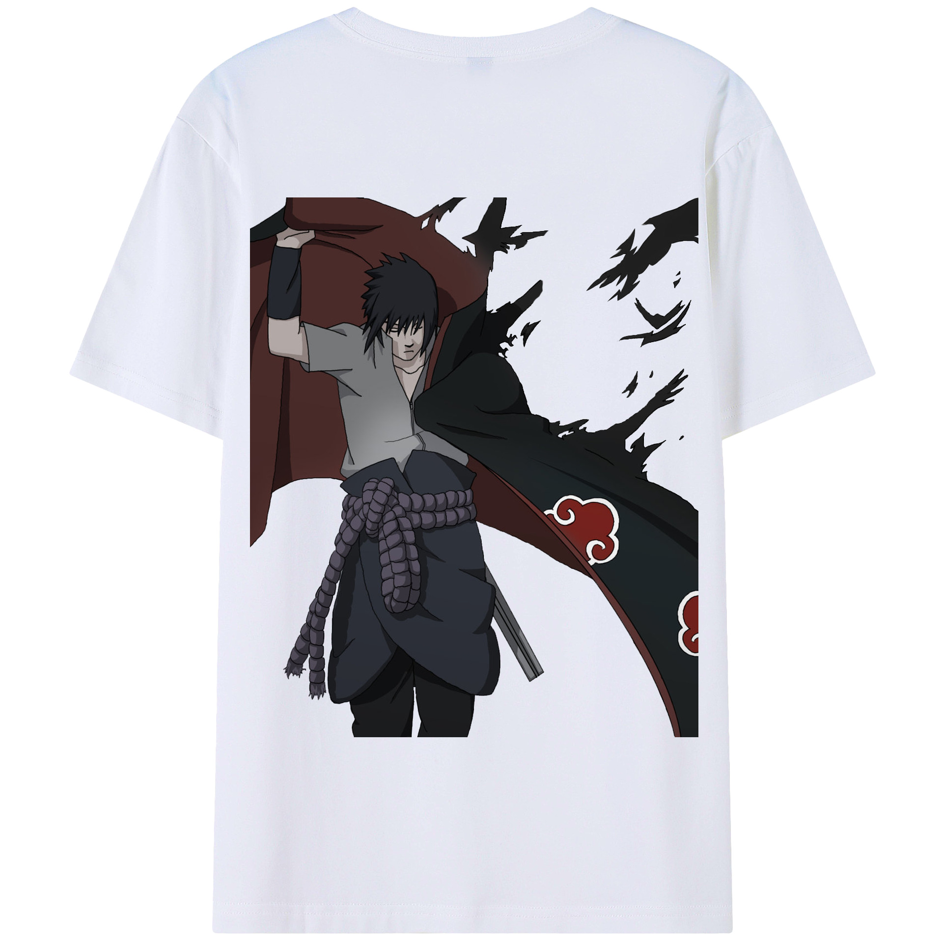 （画像用） NARUTO -ナルト- うちは サスケ Uchiha Sasuke 綿100％半袖Tシャツ（背面プリント）
