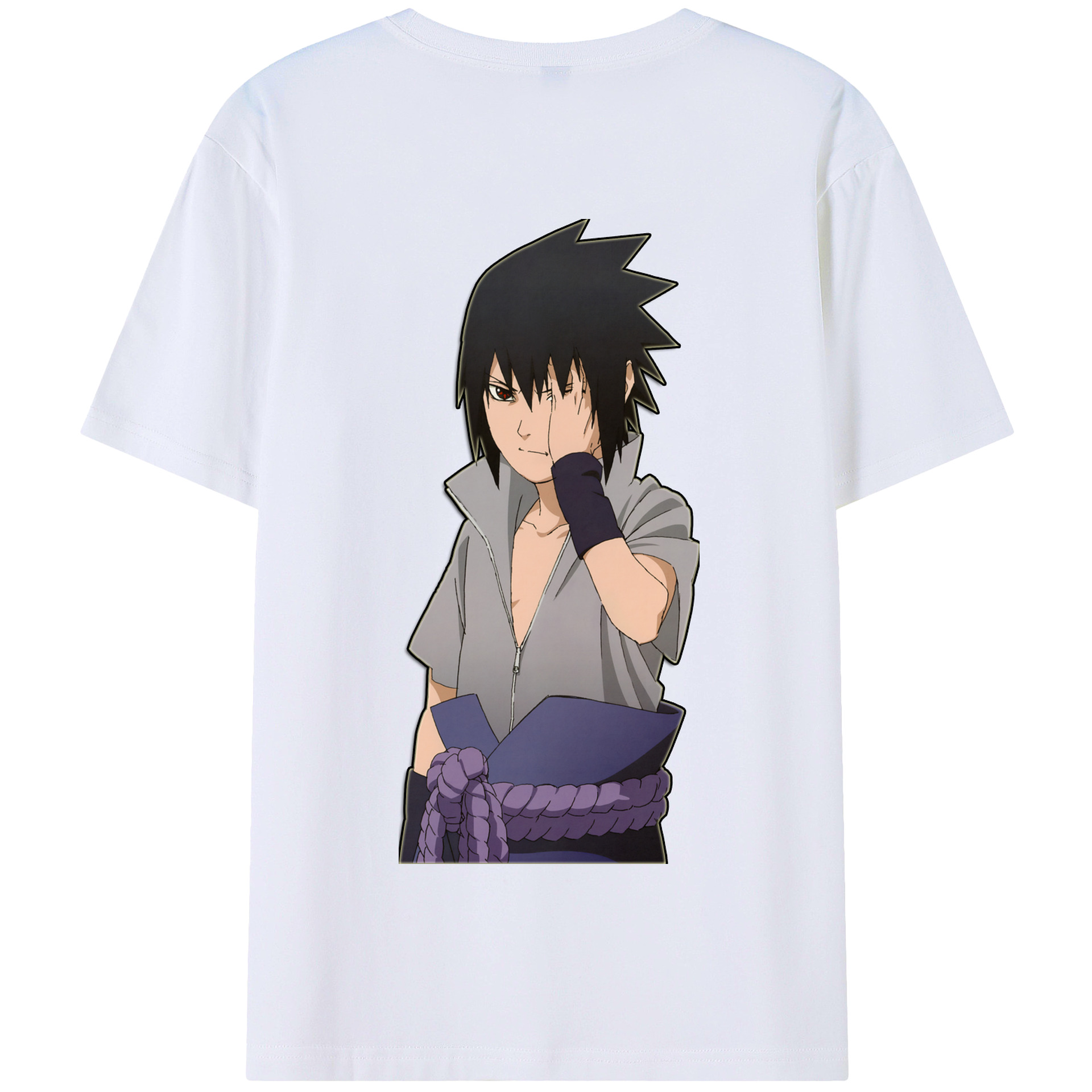 （画像用） NARUTO -ナルト- うちは サスケ Uchiha Sasuke 綿100％半袖Tシャツ（背面プリント）
