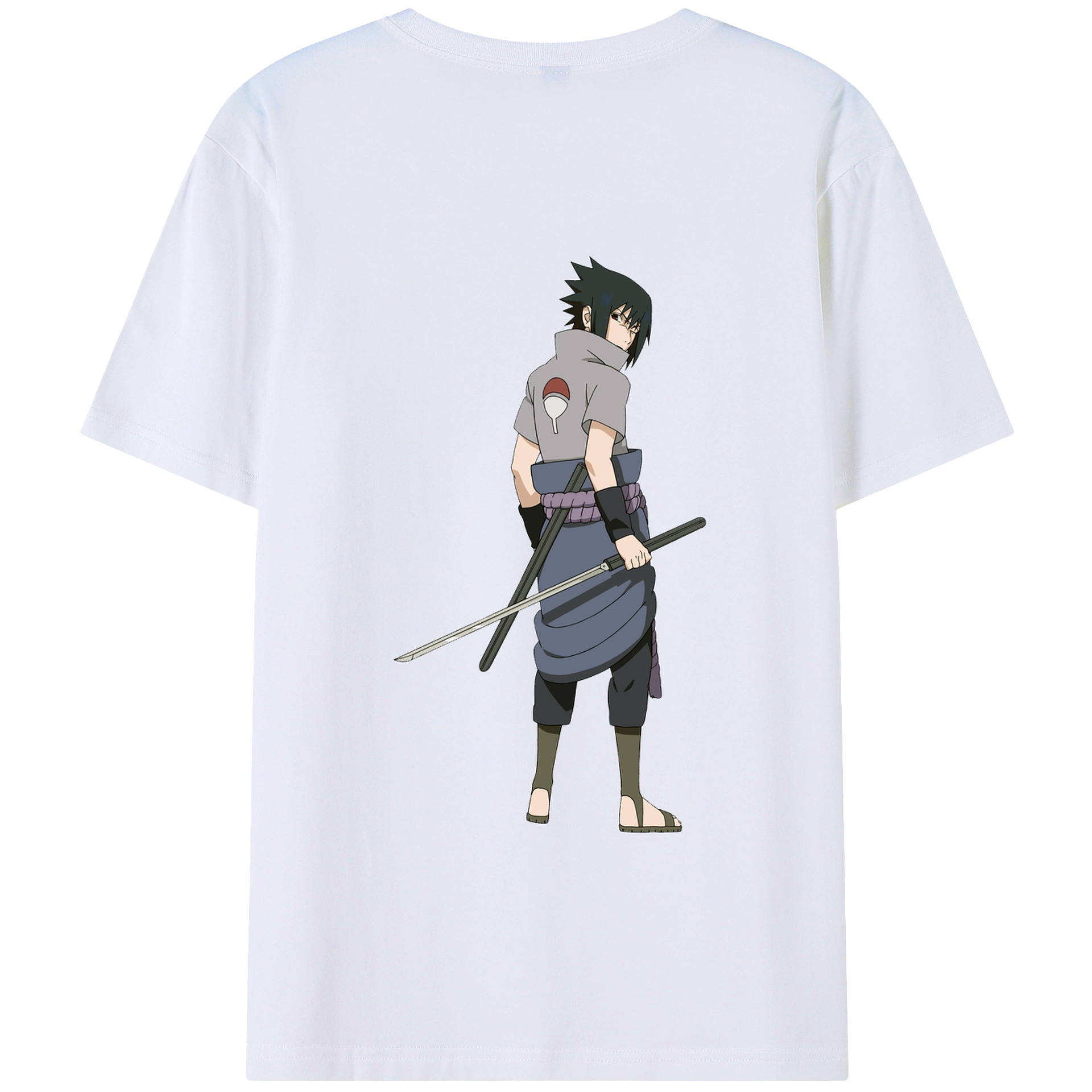 （画像用） NARUTO -ナルト- うちは サスケ Uchiha Sasuke 綿100％半袖Tシャツ（背面プリント）