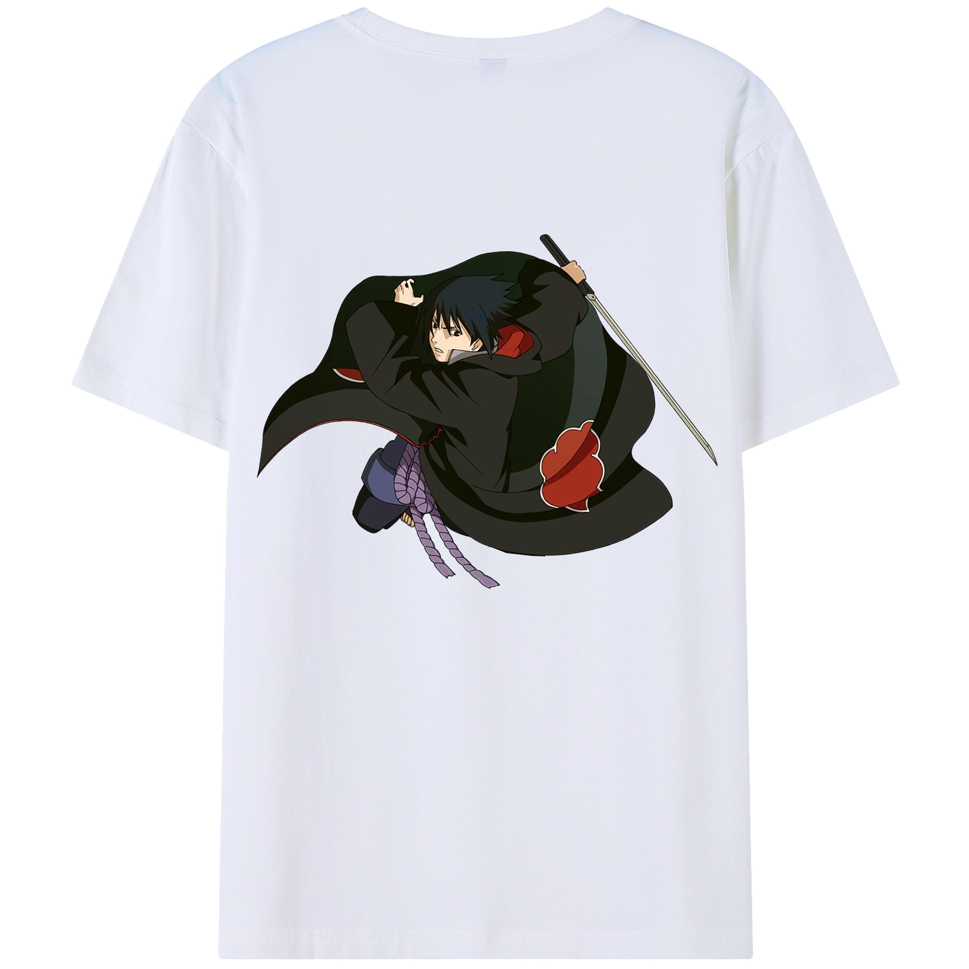 （画像用） NARUTO -ナルト- うちは サスケ Uchiha Sasuke 綿100％半袖Tシャツ（背面プリント）