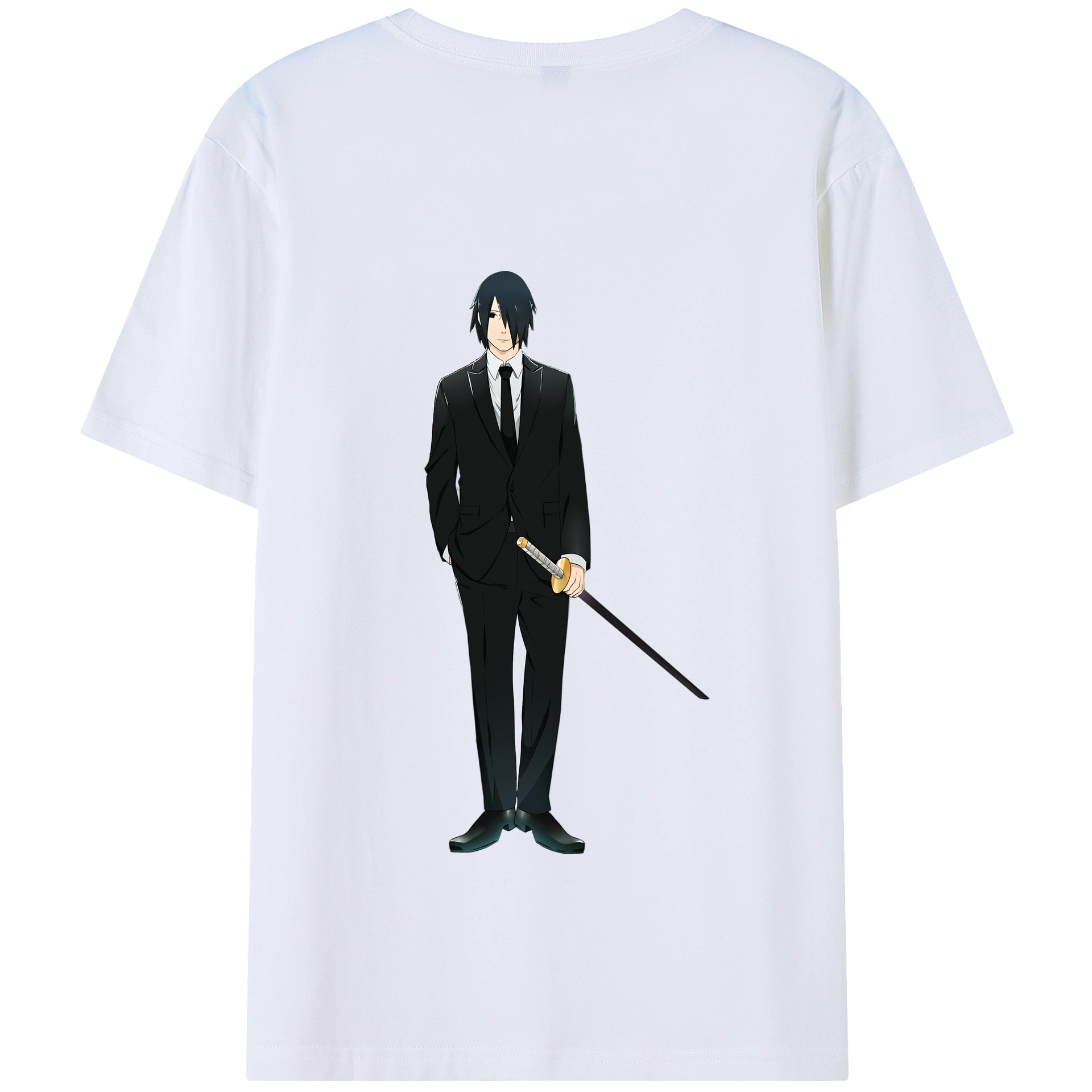 （画像用） NARUTO -ナルト- うちは サスケ Uchiha Sasuke 綿100％半袖Tシャツ（背面プリント）