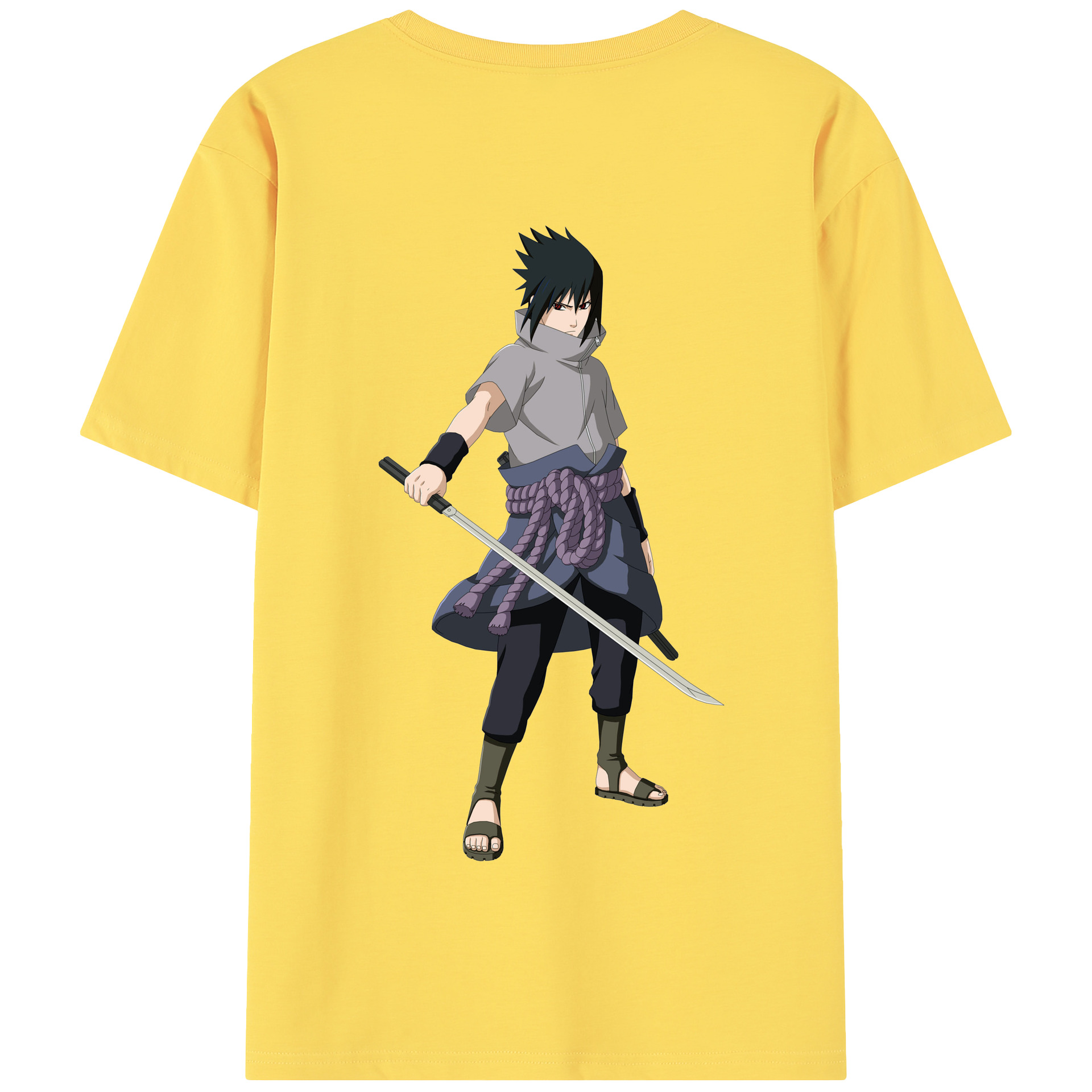 （画像用） NARUTO -ナルト- うちは サスケ Uchiha Sasuke 綿100％半袖Tシャツ（背面プリント）
