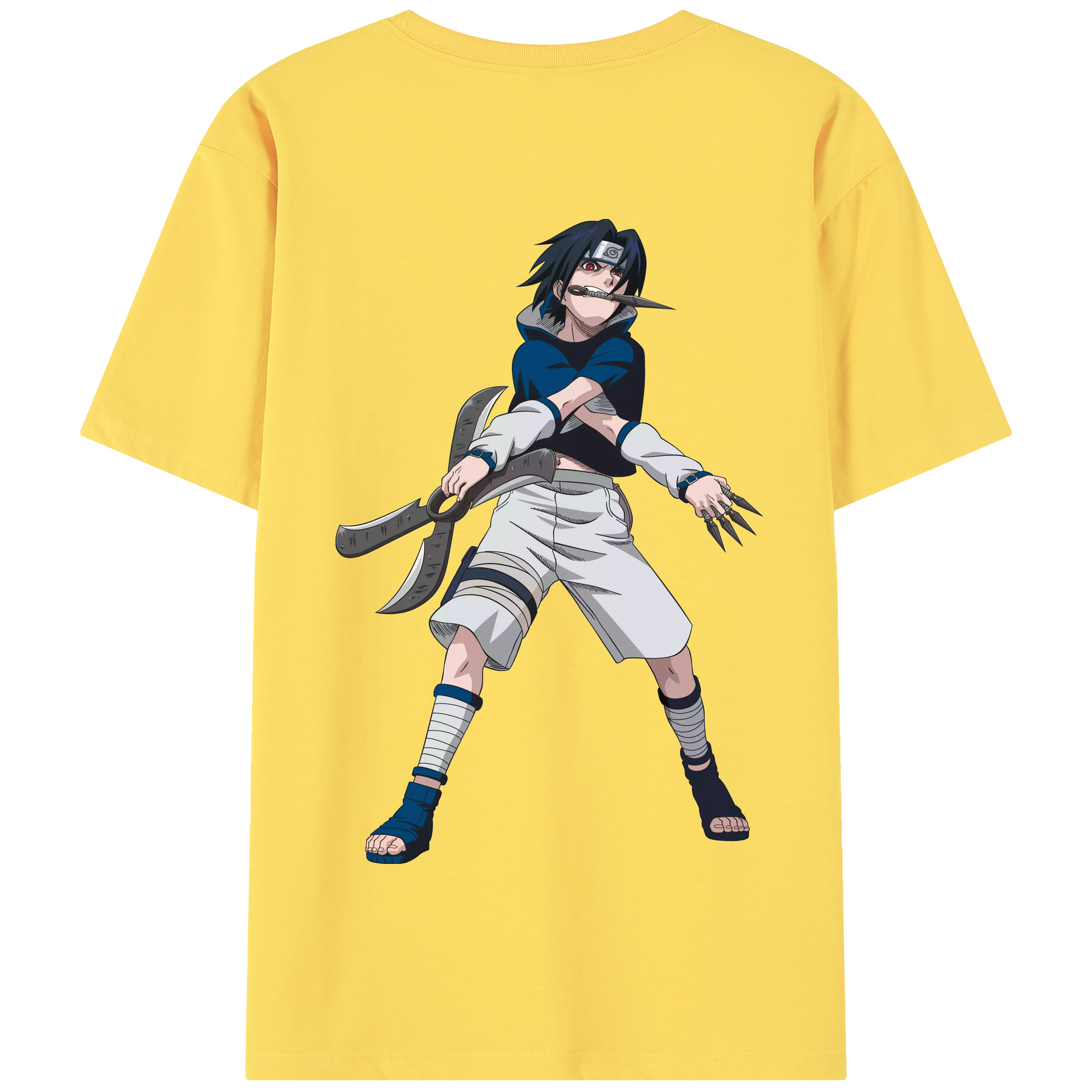 （画像用） NARUTO -ナルト- うちは サスケ Uchiha Sasuke 綿100％半袖Tシャツ（背面プリント）
