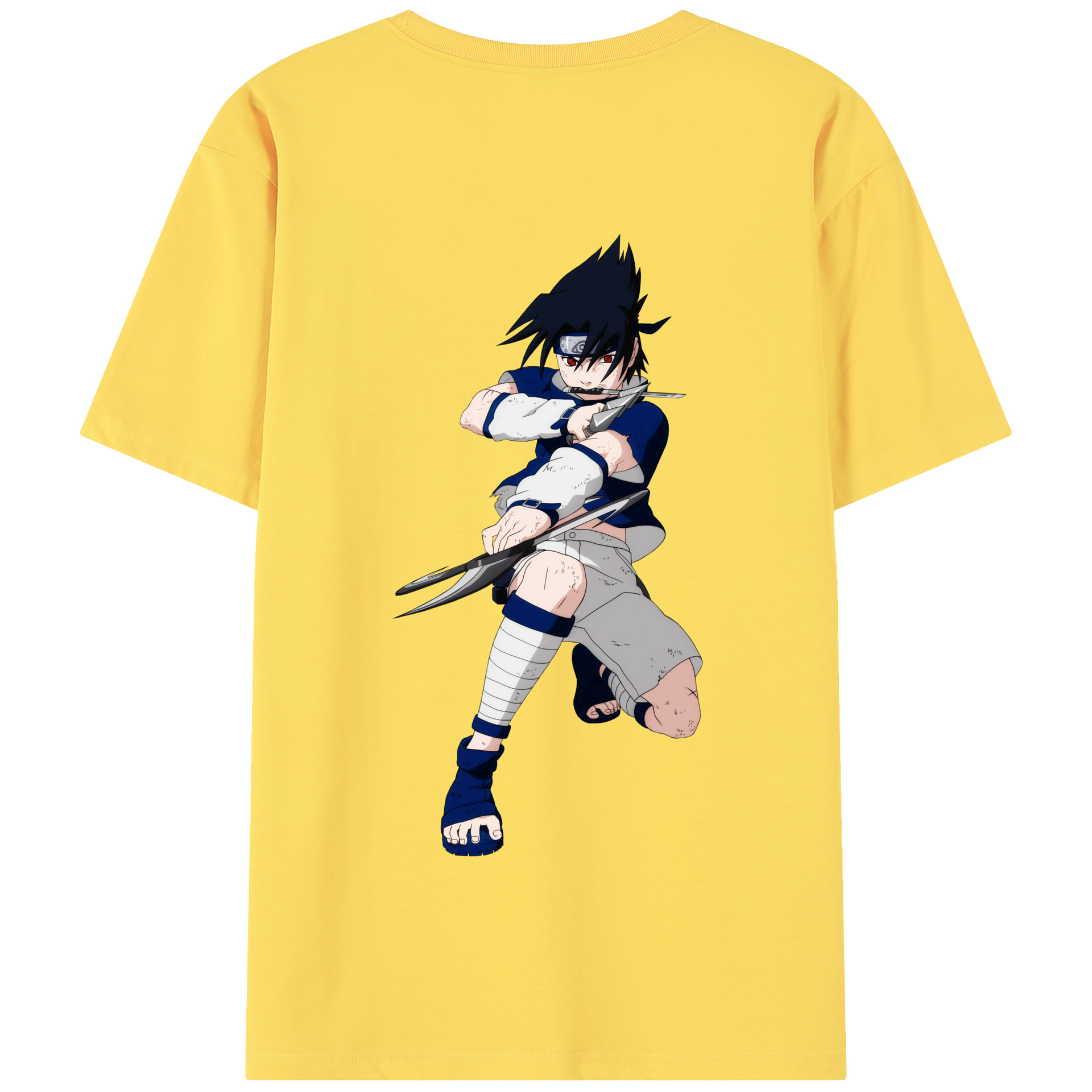 （画像用） NARUTO -ナルト- うちは サスケ Uchiha Sasuke 綿100％半袖Tシャツ（背面プリント）