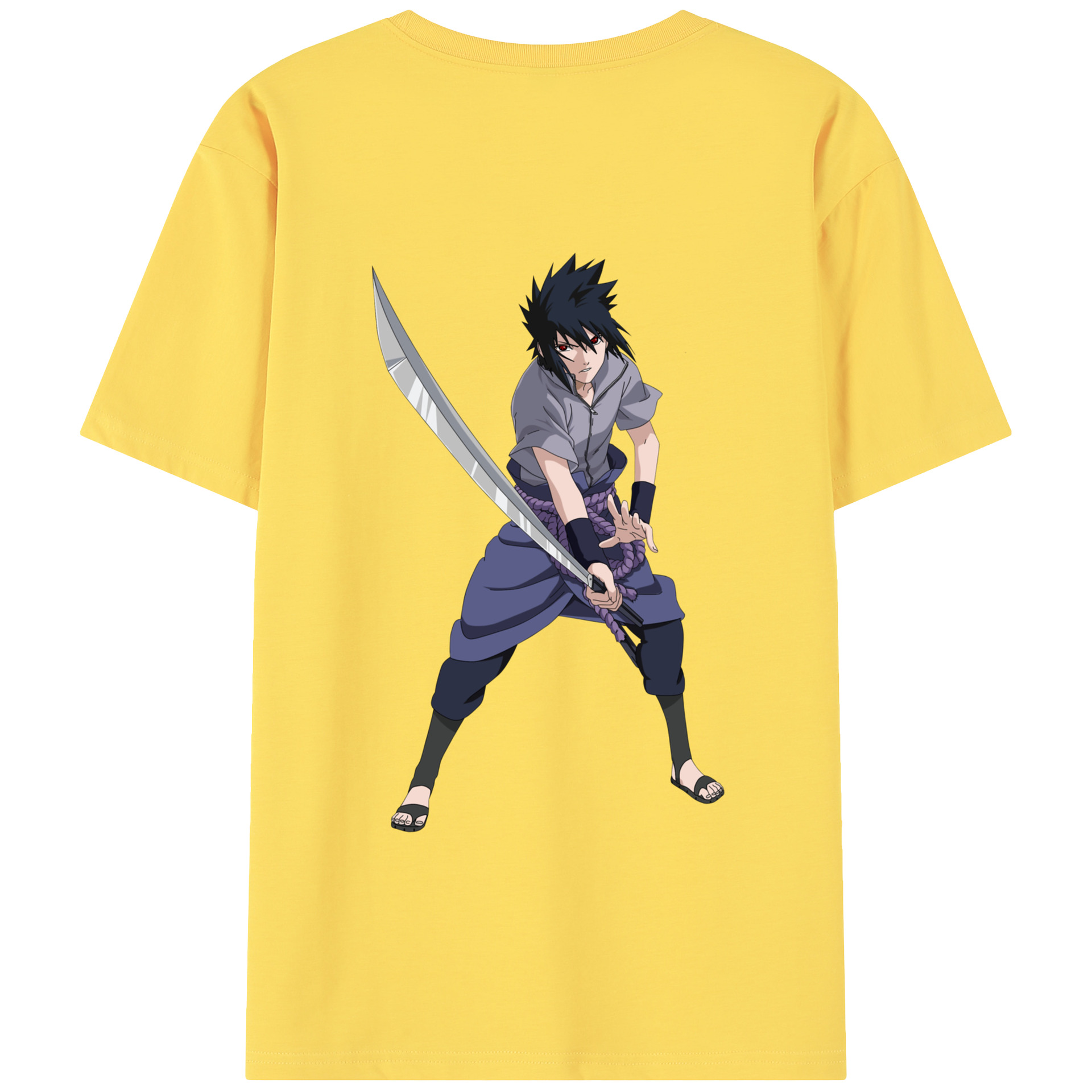 （画像用） NARUTO -ナルト- うちは サスケ Uchiha Sasuke 綿100％半袖Tシャツ（背面プリント）