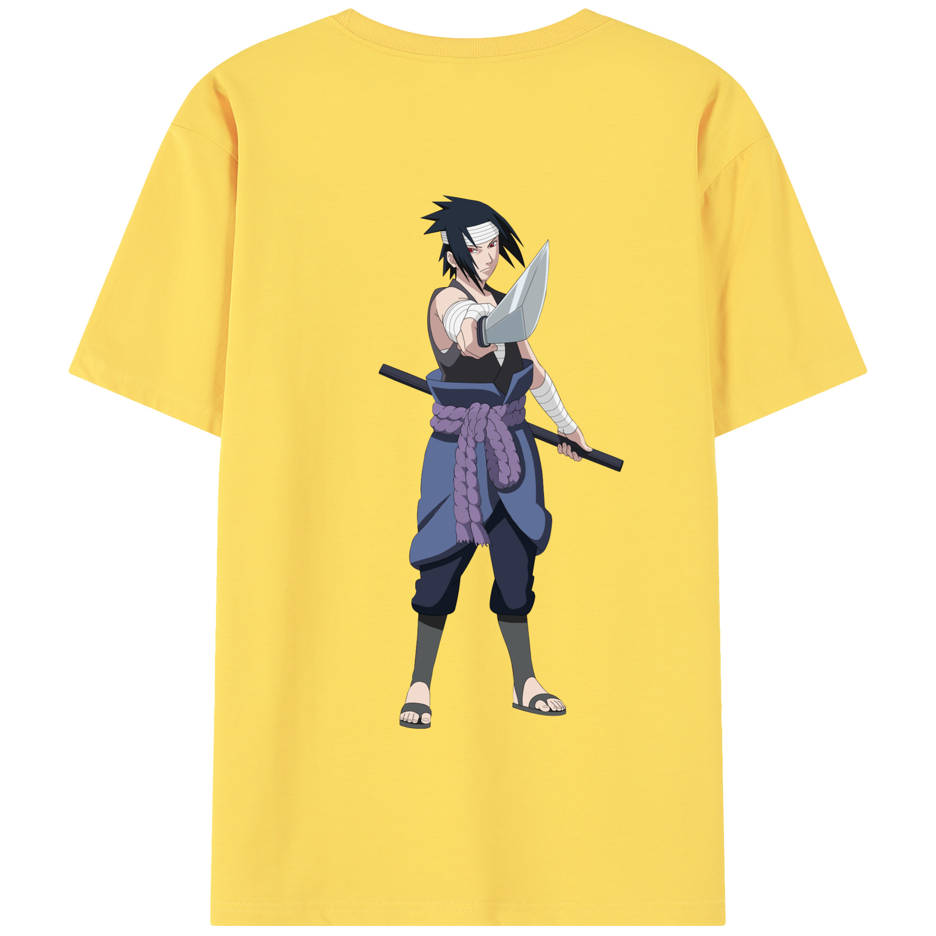 （画像用） NARUTO -ナルト- うちは サスケ Uchiha Sasuke 綿100％半袖Tシャツ（背面プリント）