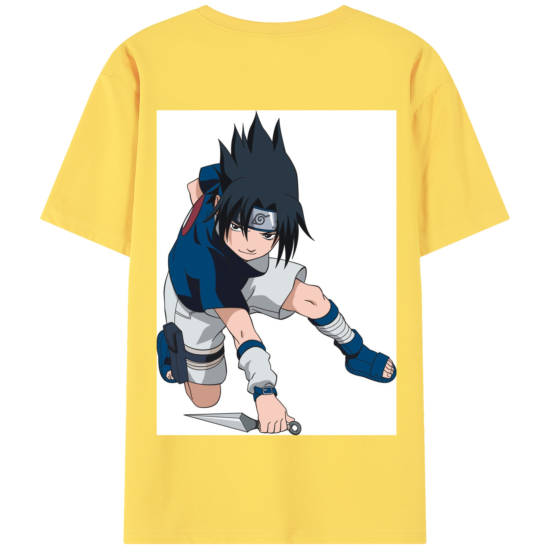 （画像用） NARUTO -ナルト- うちは サスケ Uchiha Sasuke 綿100％半袖Tシャツ（背面プリント）